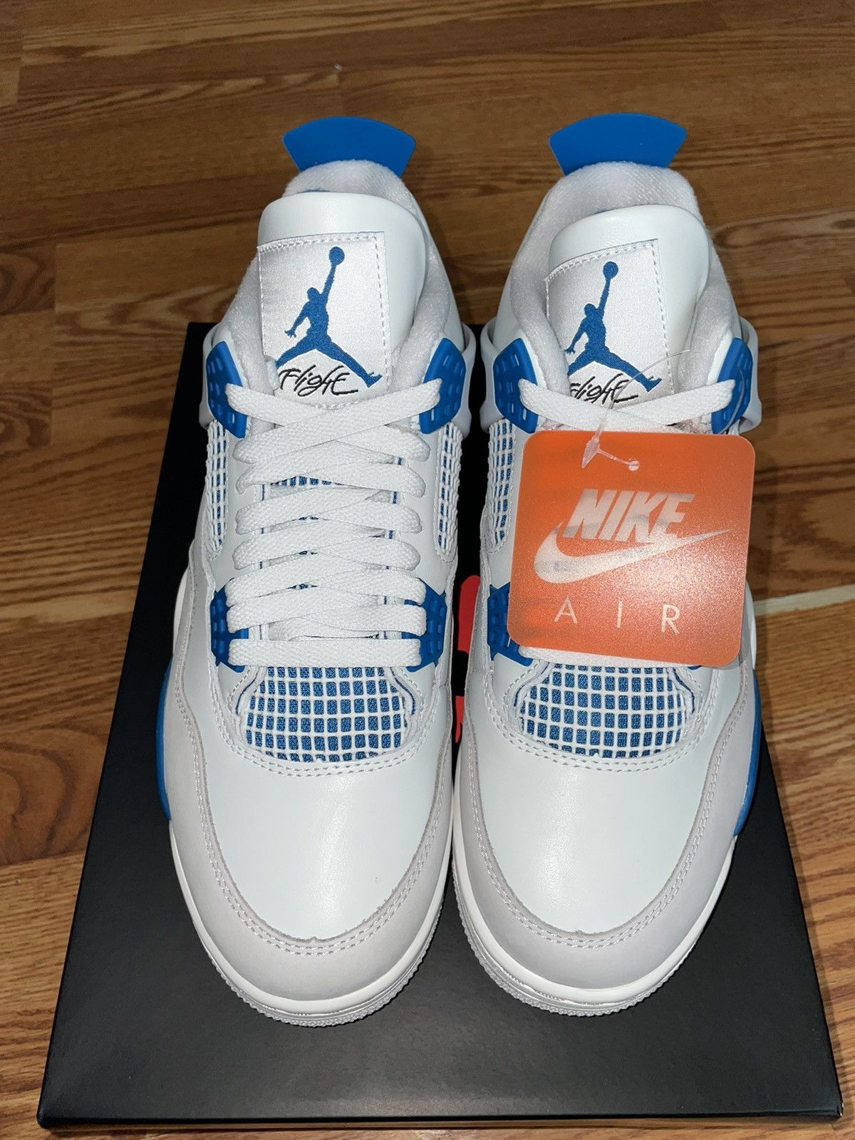 image of Jordan Nike Air Jordan 4 " Military Blue" Shoes in White, Men's (Size 10)