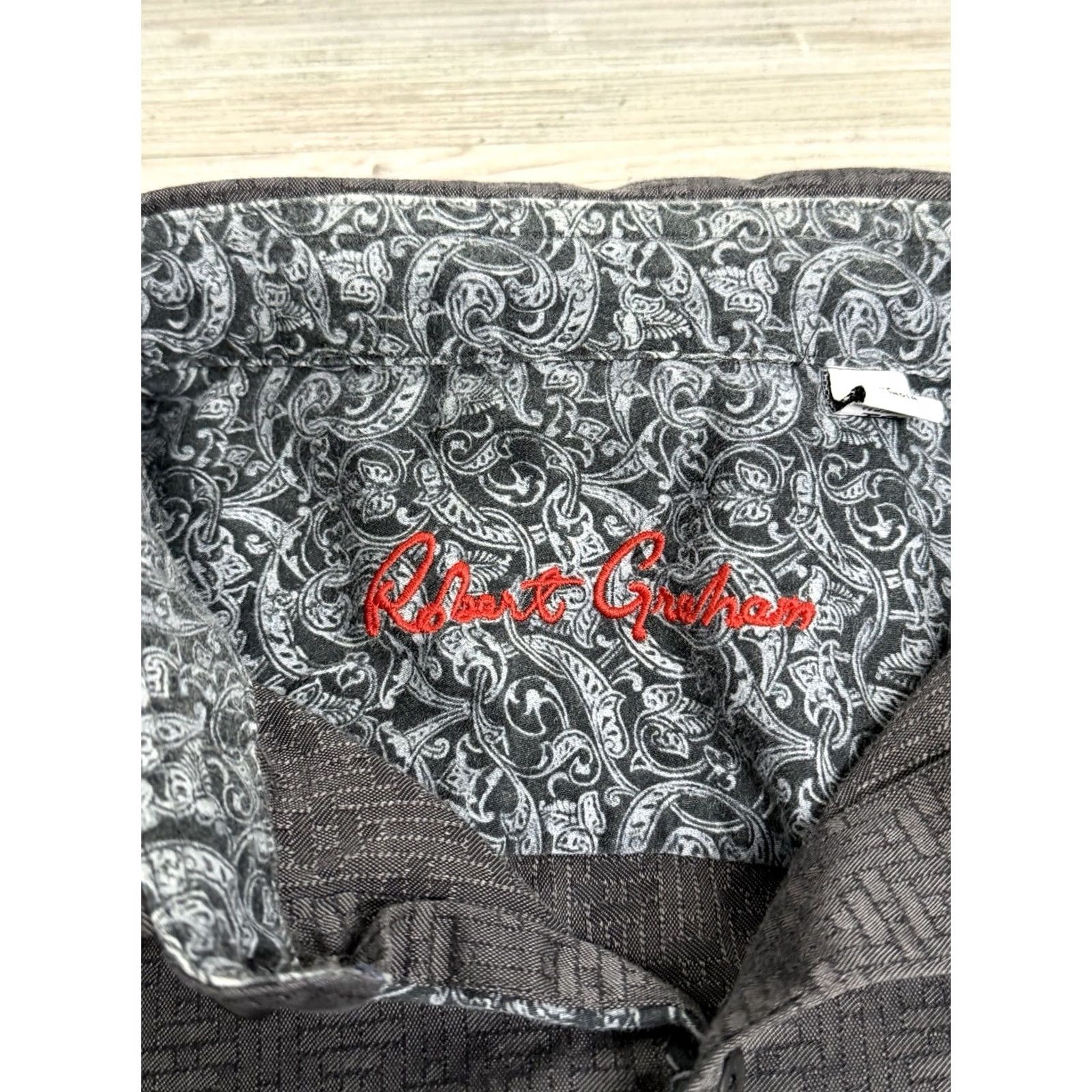 Robert Graham Robert Graham Shirt Mens XL Gray Geometric Castle Contrast Cuff Button Up Size US XL / EU 56 / 4 - 6 Thumbnail