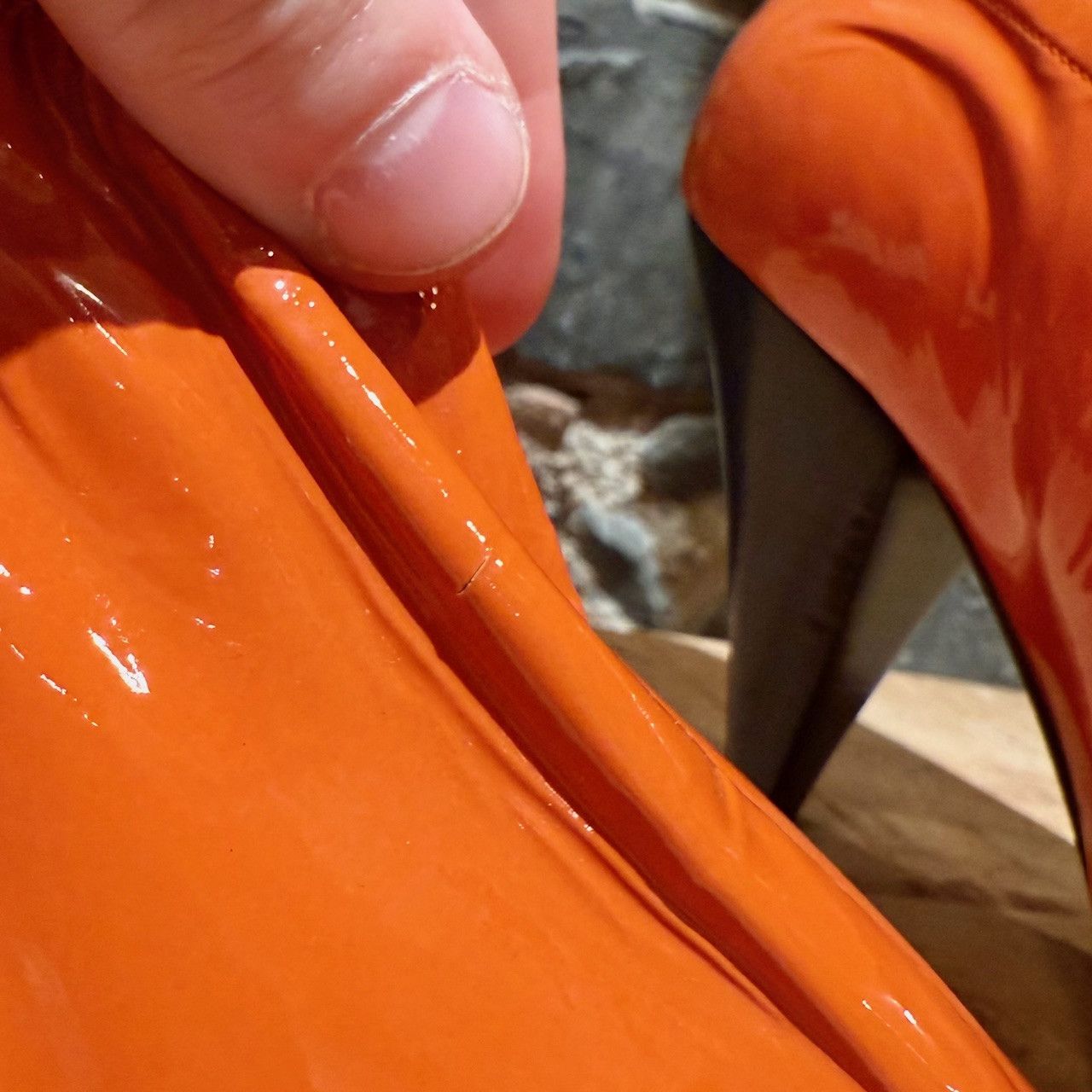 Celine Céline 2017 High Throat 90 Orange Patent Leather Pumps Size US 5 / IT 35 - 5 Thumbnail