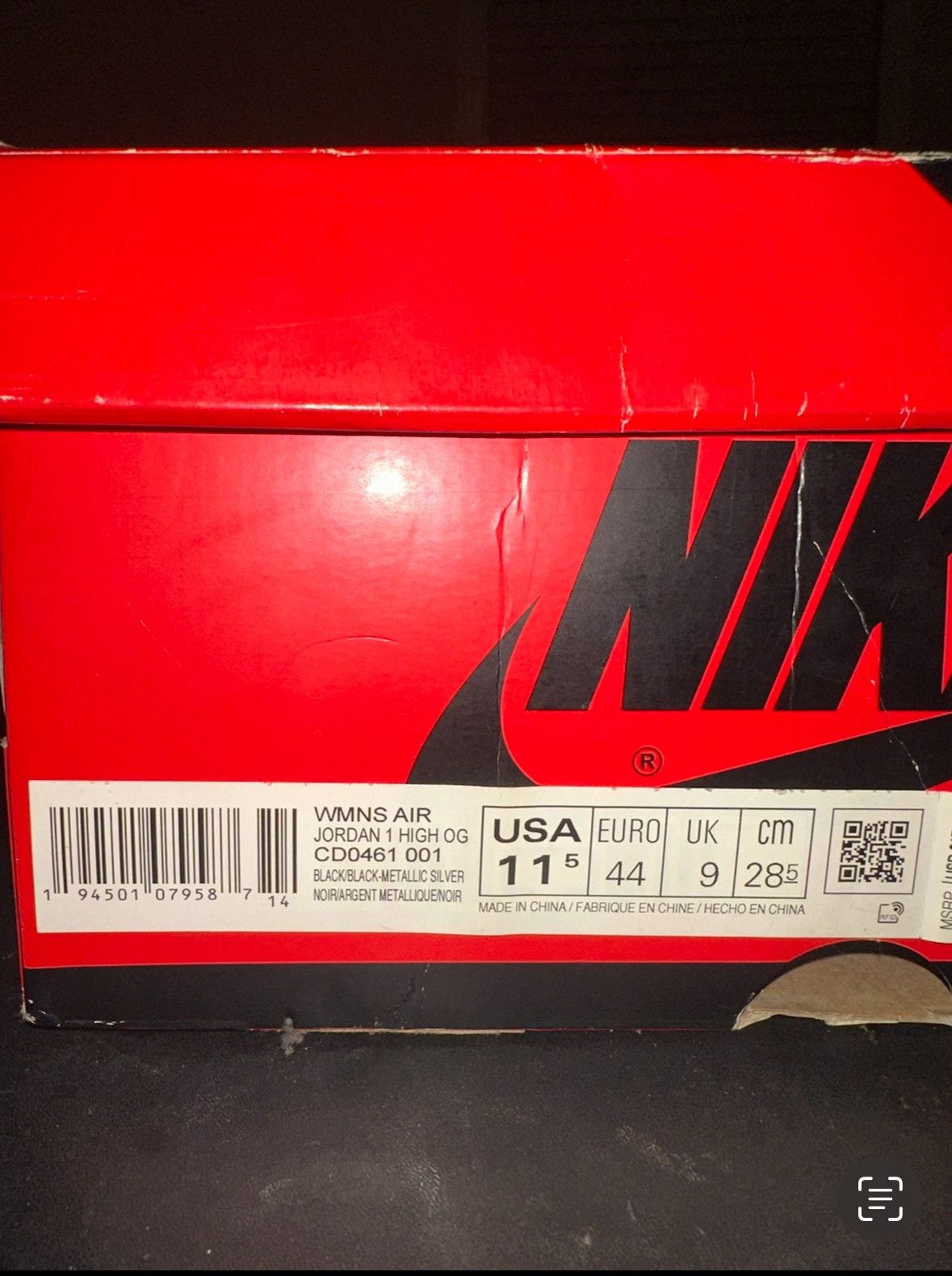 Jordan Brand × Nike WMNS Air Jordan 1 High OG Metallic “Silver Toe” Size US 11.5 / IT 41.5 - 10 Thumbnail