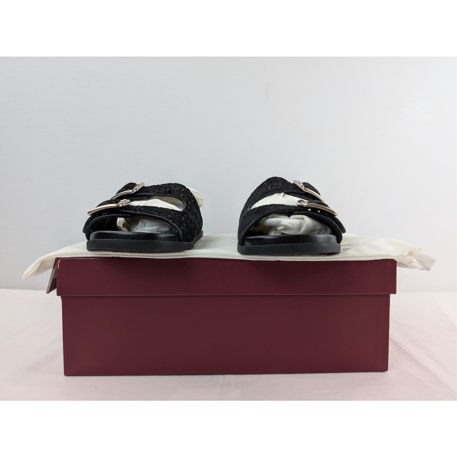 Gucci o1rshd1 GG Suede Slide Sandals in Black Size US 11.5 / EU 44-45 - 15 Thumbnail