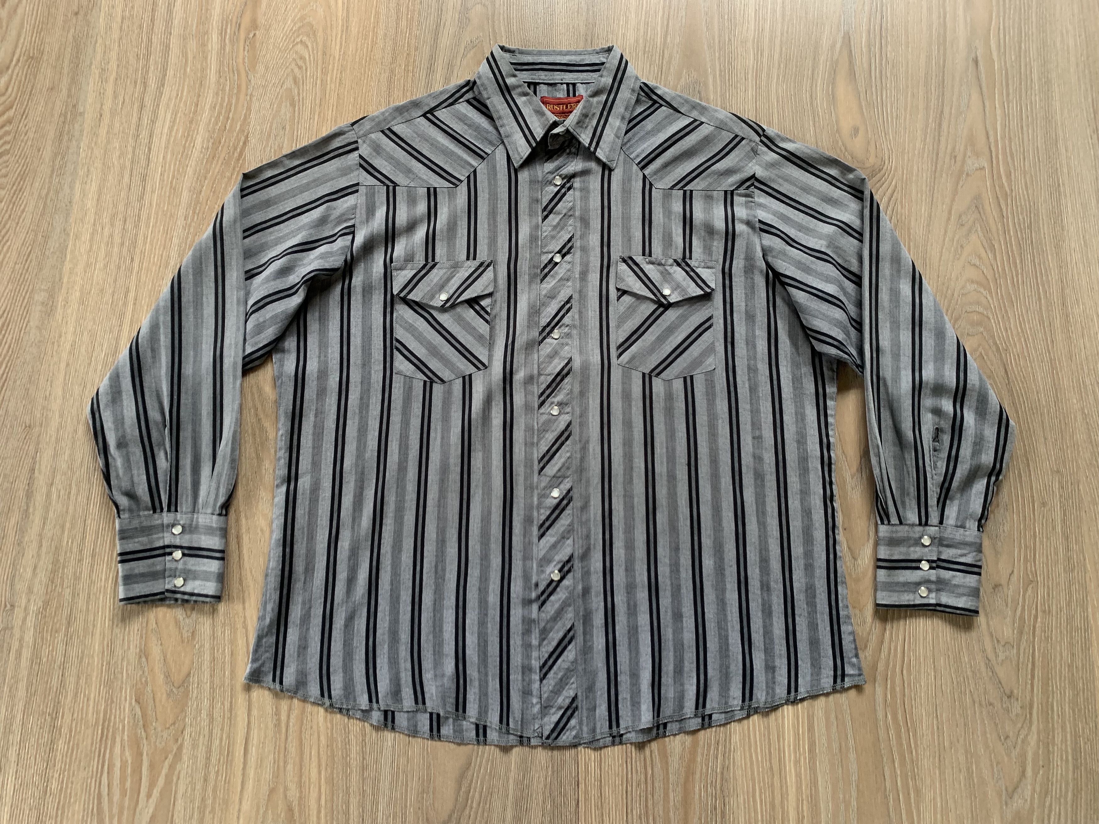 Wrangler Vintage Rustler Wrangler Snap Stripe Western Cowboy Shirt Size US XL / EU 56 / 4 - 2 Thumbnail