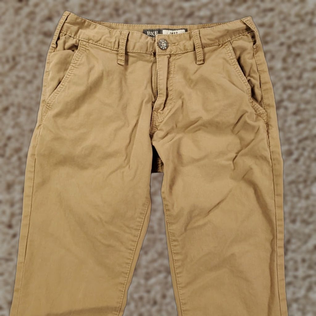 Vintage BKE Pants Mens 28S Jake Straight Tan Chino Stretch Flex 28S 28x29 Pants Casual 5-Pocket Buckle Bke Classic Size US 28 / EU 44 - 1 Thumbnail