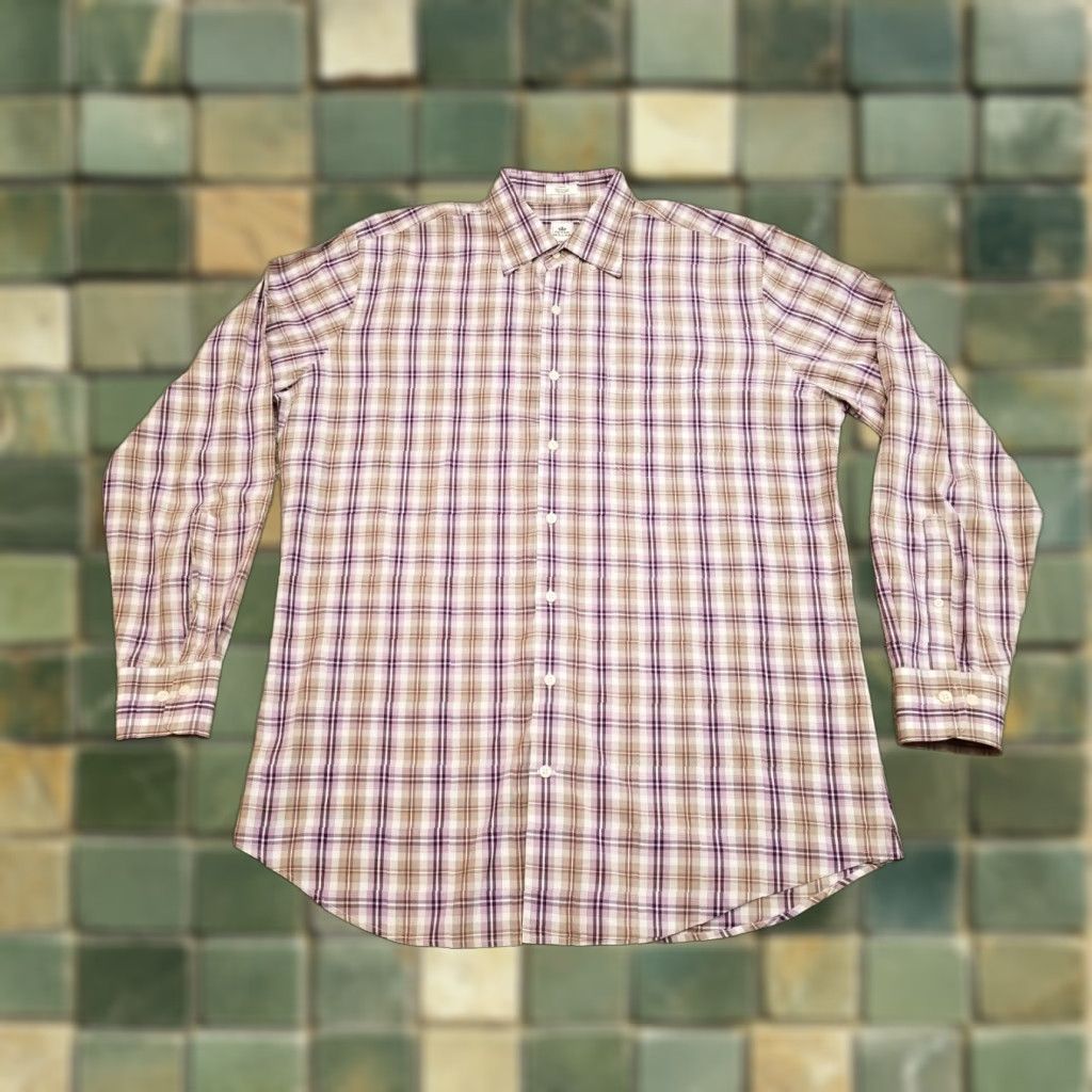 Peter Millar Peter Millar Shirt Men Large Purple Brown Plaid Button Down Casual Dress Cotton Size US L / EU 52-54 / 3 - 1 Thumbnail