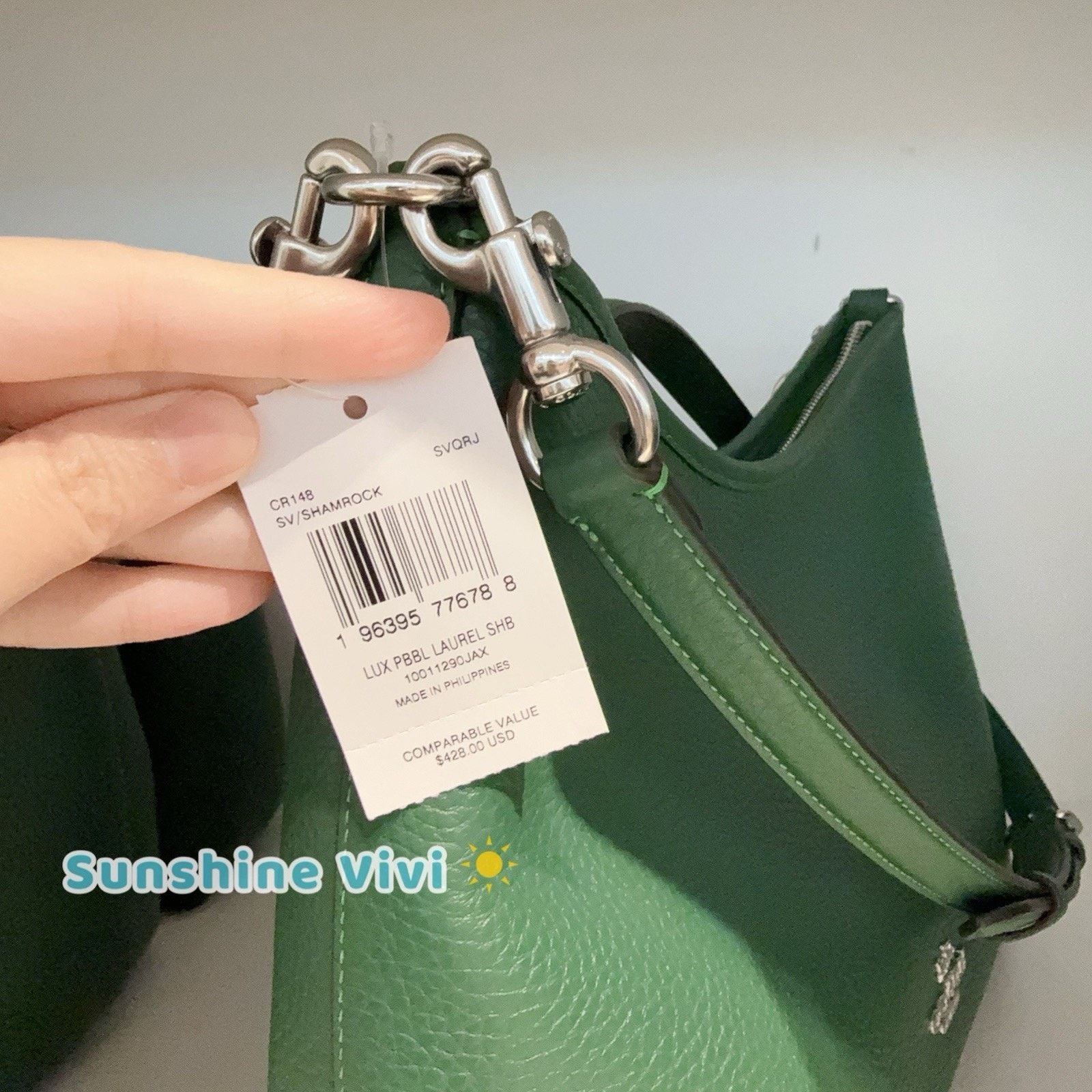 Coach NWT COACH CR148 Laurel Shoulder Bag Soft Leather SV/SHAMROCK Size ONE SIZE - 2 Thumbnail