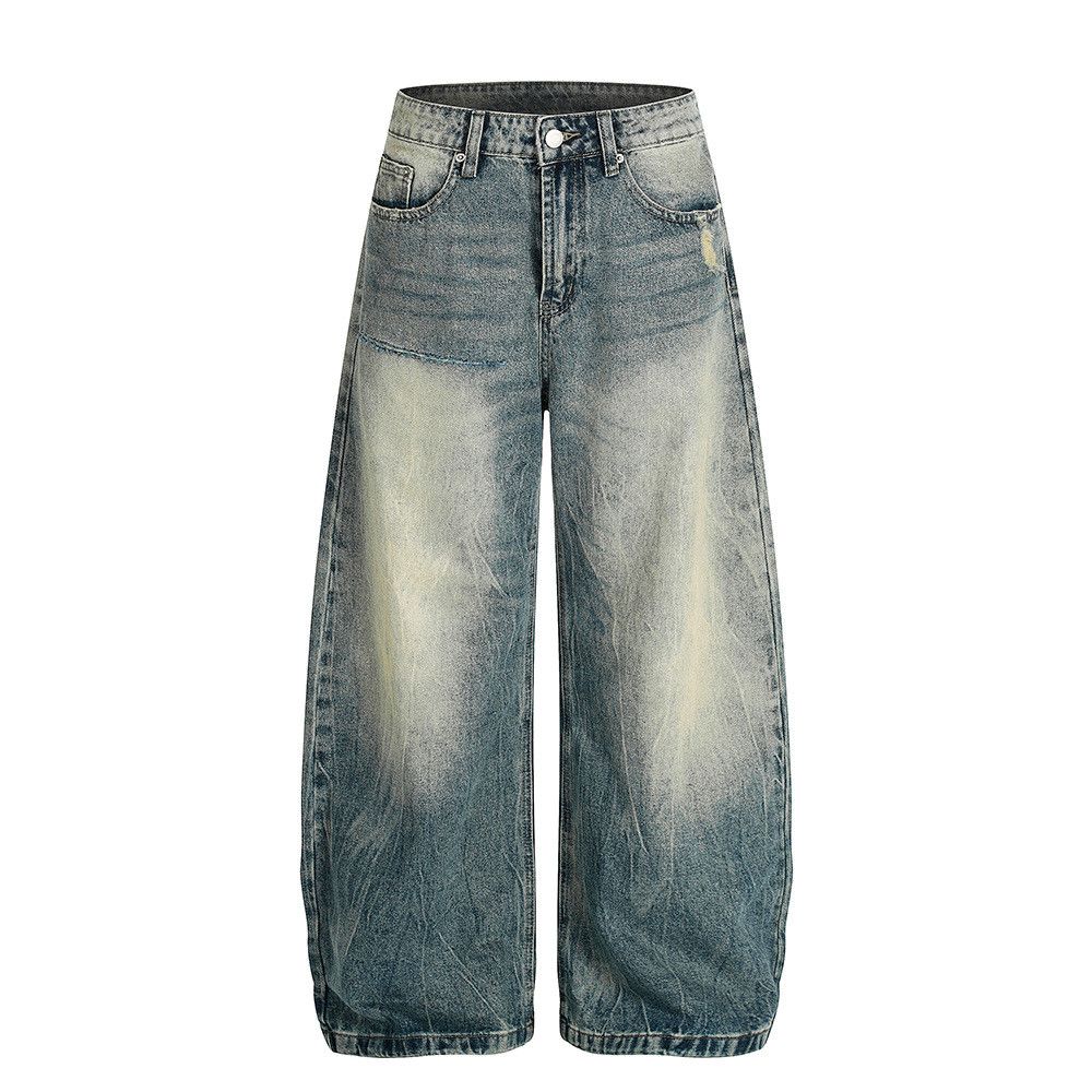 Vintage American retro ripped light blue curved jeans Size US 32 / EU 48 - 1 Thumbnail