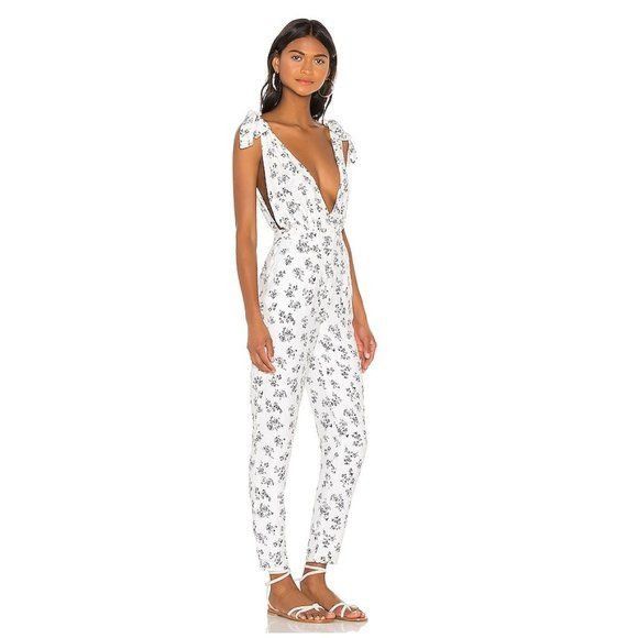 REVOLVE LPA Sabina Floral Print Shoulder Tie Jumpsuit Size 25" / US 0 / IT 36 - 2 Thumbnail
