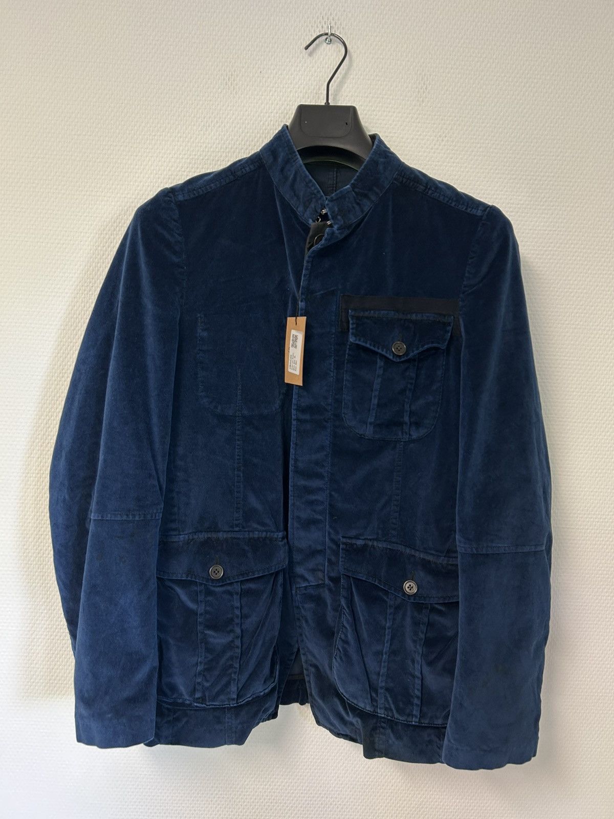 Dries Van Noten Velvet Tailored Military Jacket Blue | Grailed