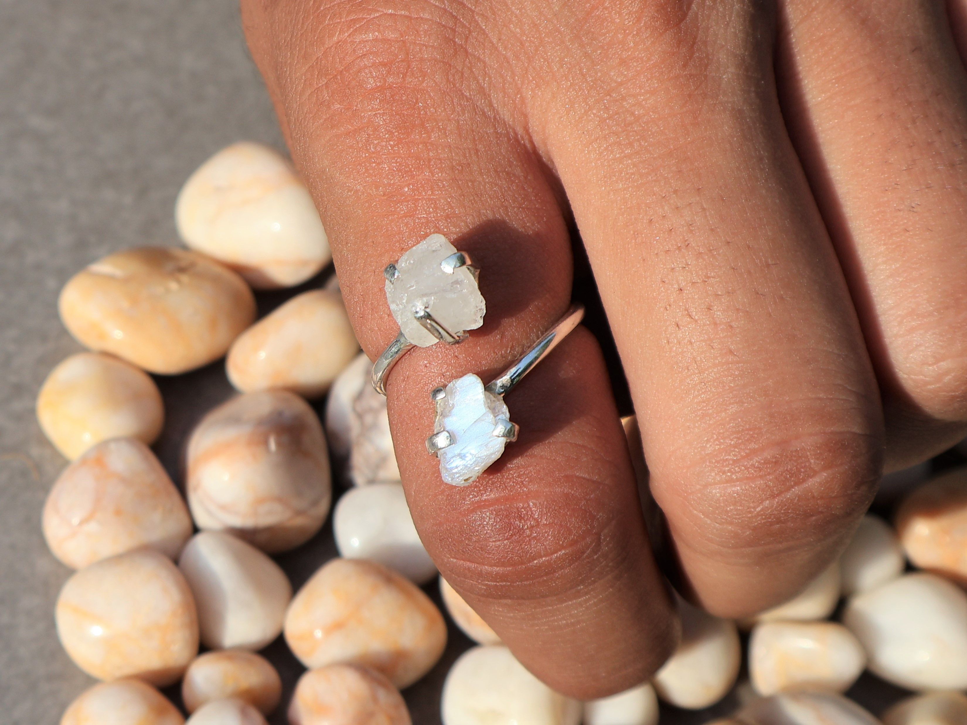 Handmade Raw Moonstone Ring, Handmade Ring, 925 Sterling Silver, Size ONE SIZE - 1 Thumbnail