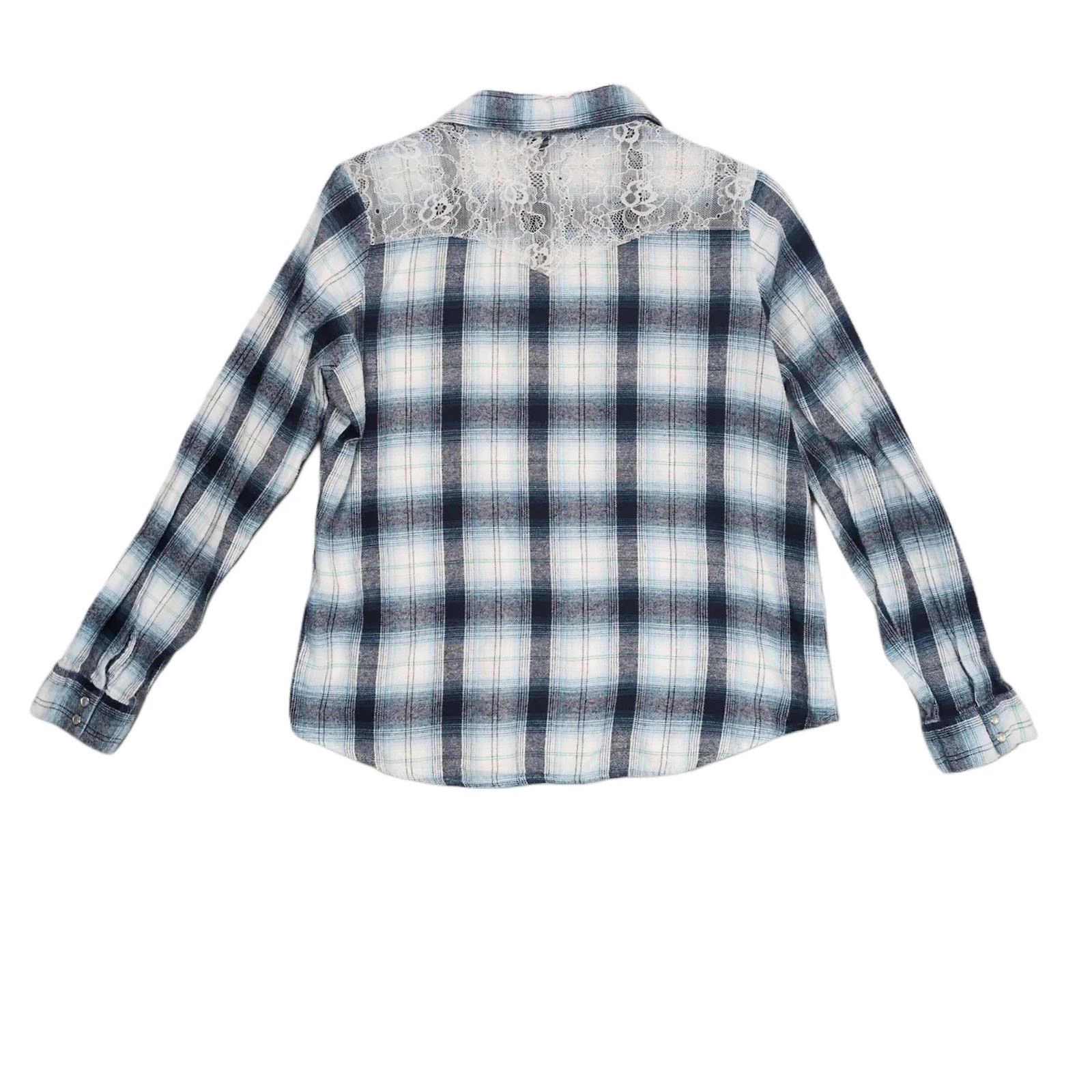 Wrangler Wrangler Wrancher Women's XL Plaid Flannel Pearl Snap Shirt Size XL / US 12-14 / IT 48-50 - 2 Thumbnail