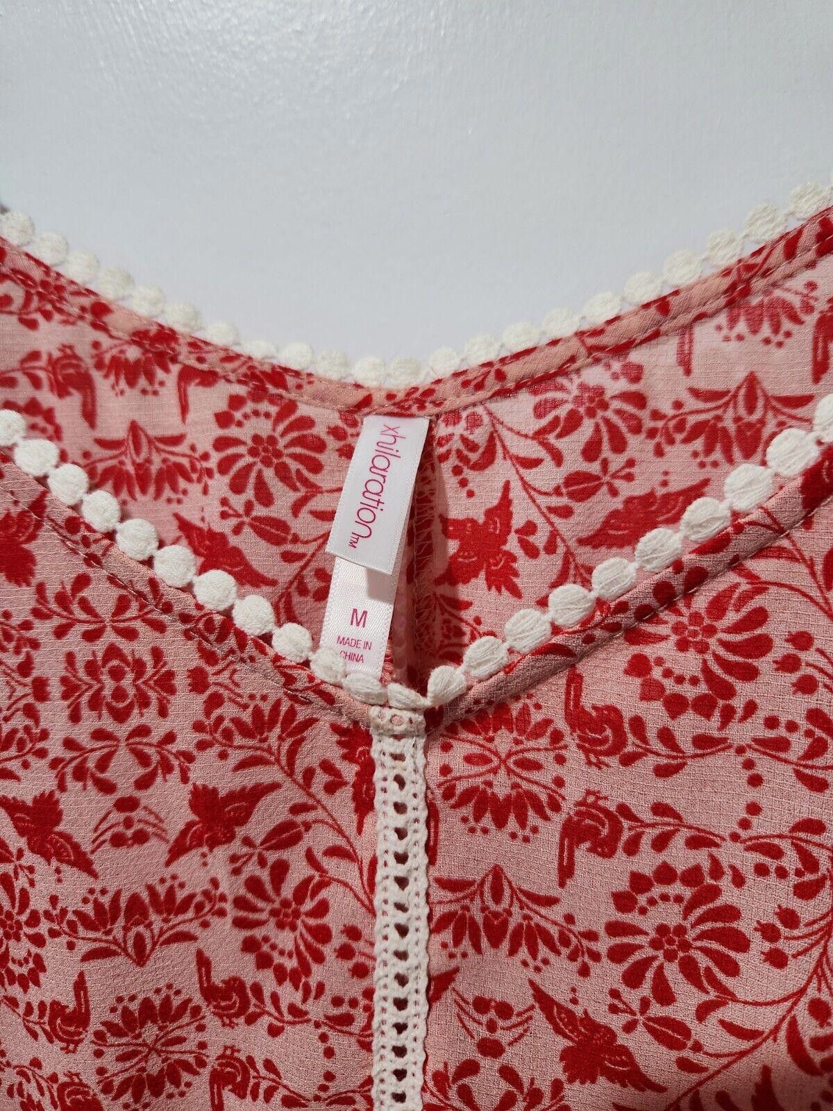 Designer Xhilaration Top Medium Red And White Paisley Lace Trim Size M / US 6-8 / IT 42-44 - 5 Thumbnail