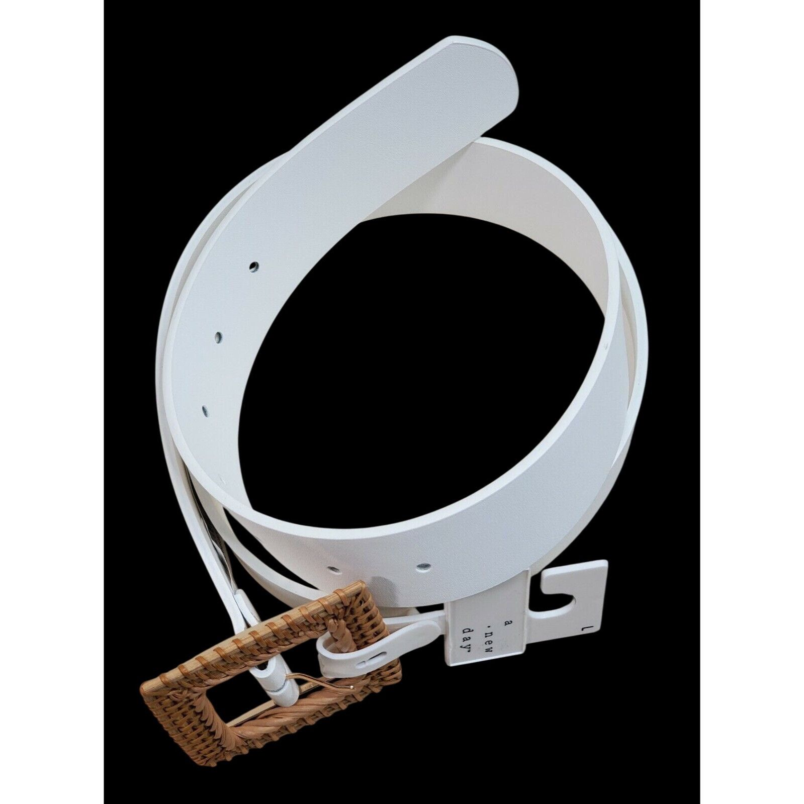 Other White Bonded Leather Belt With Woven Buckle By A New Day - S Size ONE SIZE - 5 Thumbnail