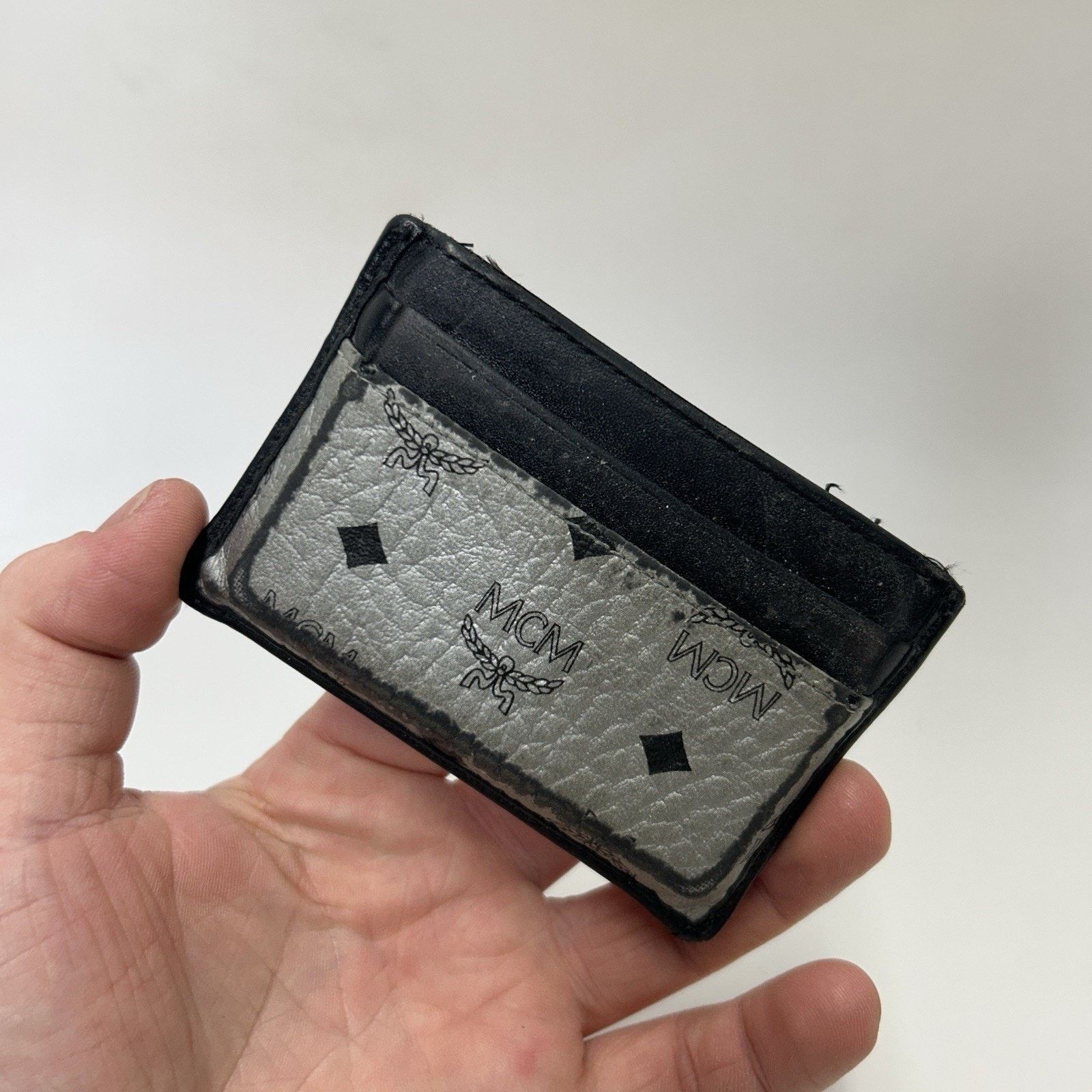 MCM MCM Spot Visetos Mini Card Case Wallet “Silver & Black” Size ONE SIZE - 4 Thumbnail