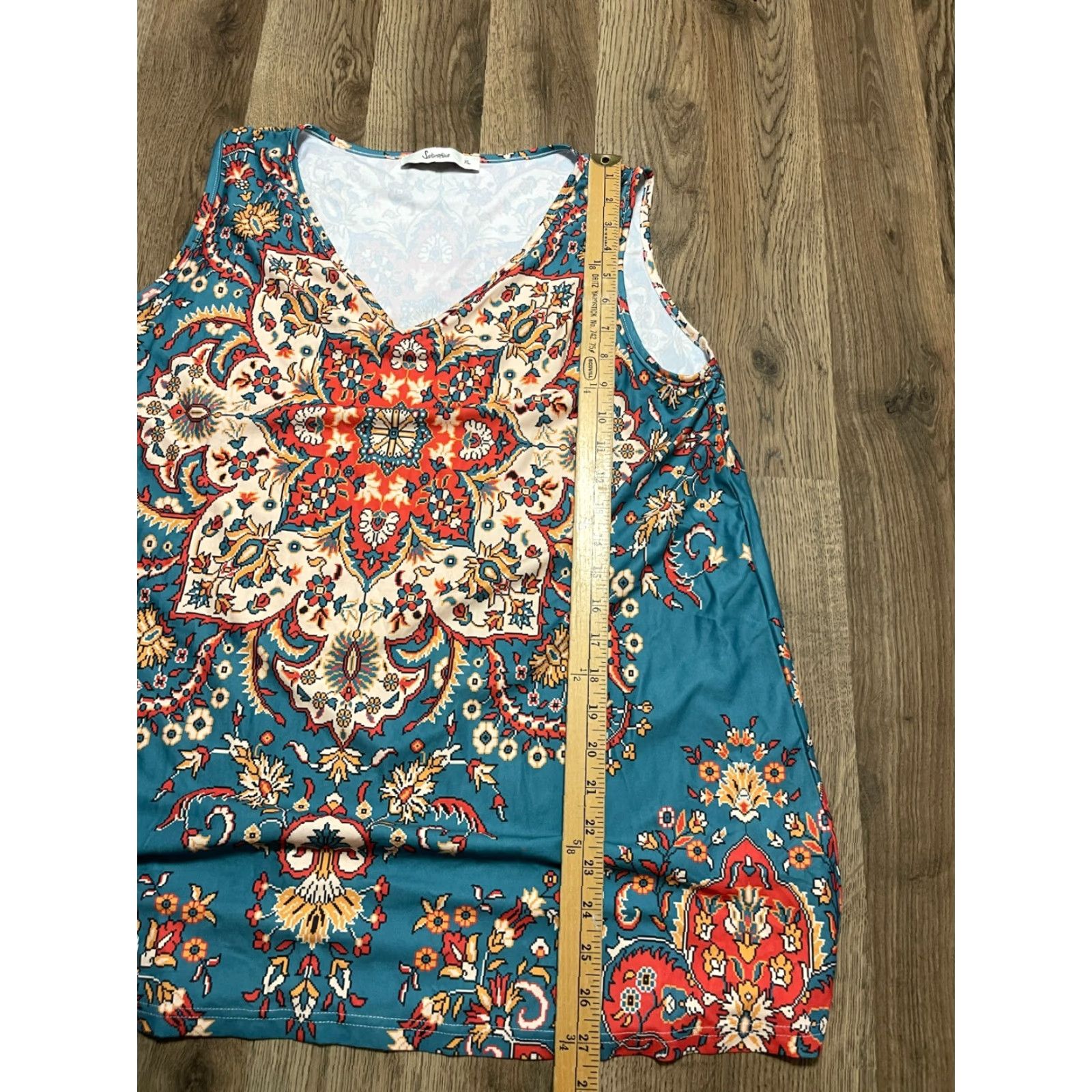 Vintage Sakurafina Tank Top Womens XL Floral Sleeveless V-Neck Shirt Blue Orange Red Casual Modern Size XL / US 12-14 / IT 48-50 - 7 Thumbnail