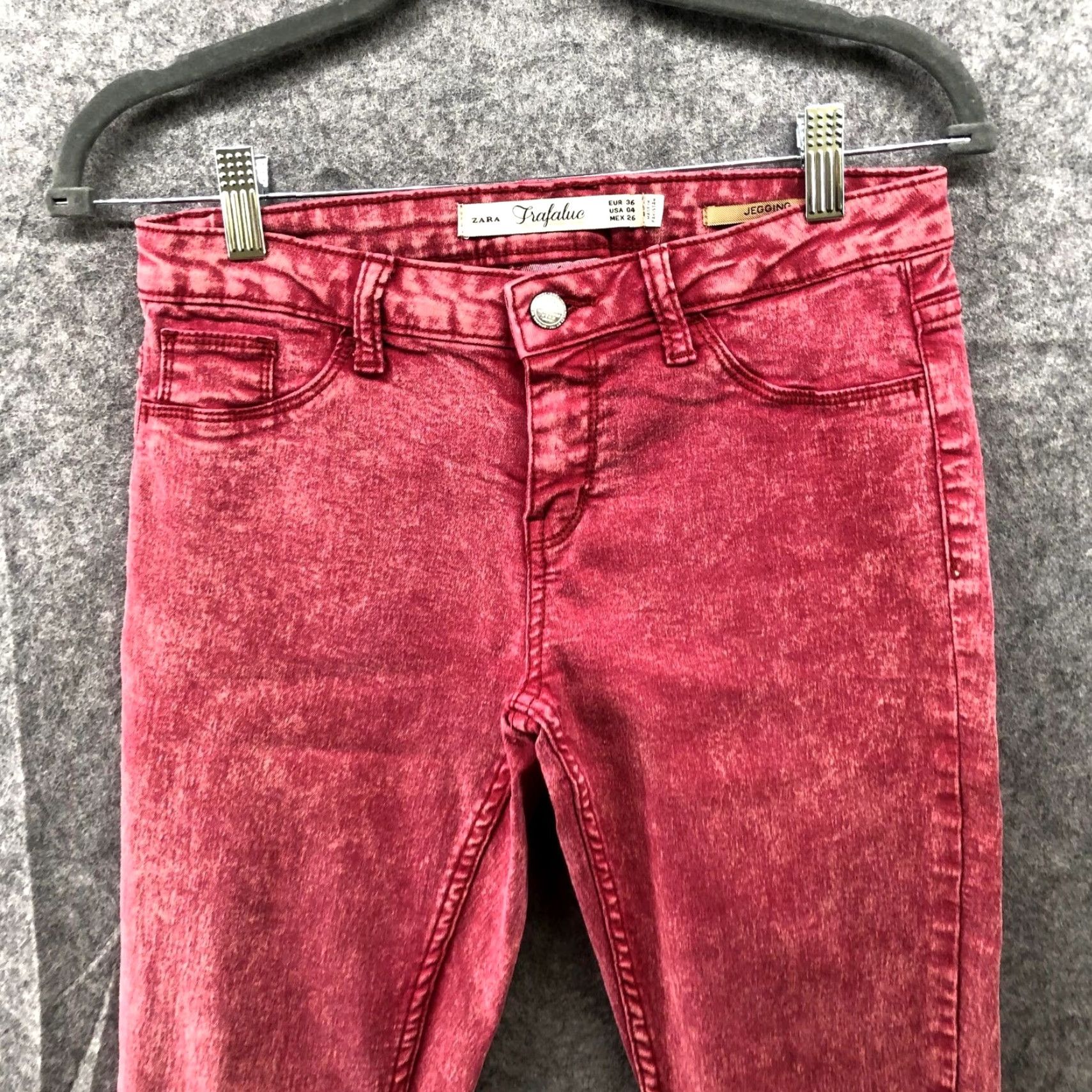 Zara Zara Pink Skinny Jeans Womens 4 Low Rise Stone Wash Vintage Wash Stretch Denim Jeans Womens Size 27" / US 4 / IT 40 - 3 Thumbnail