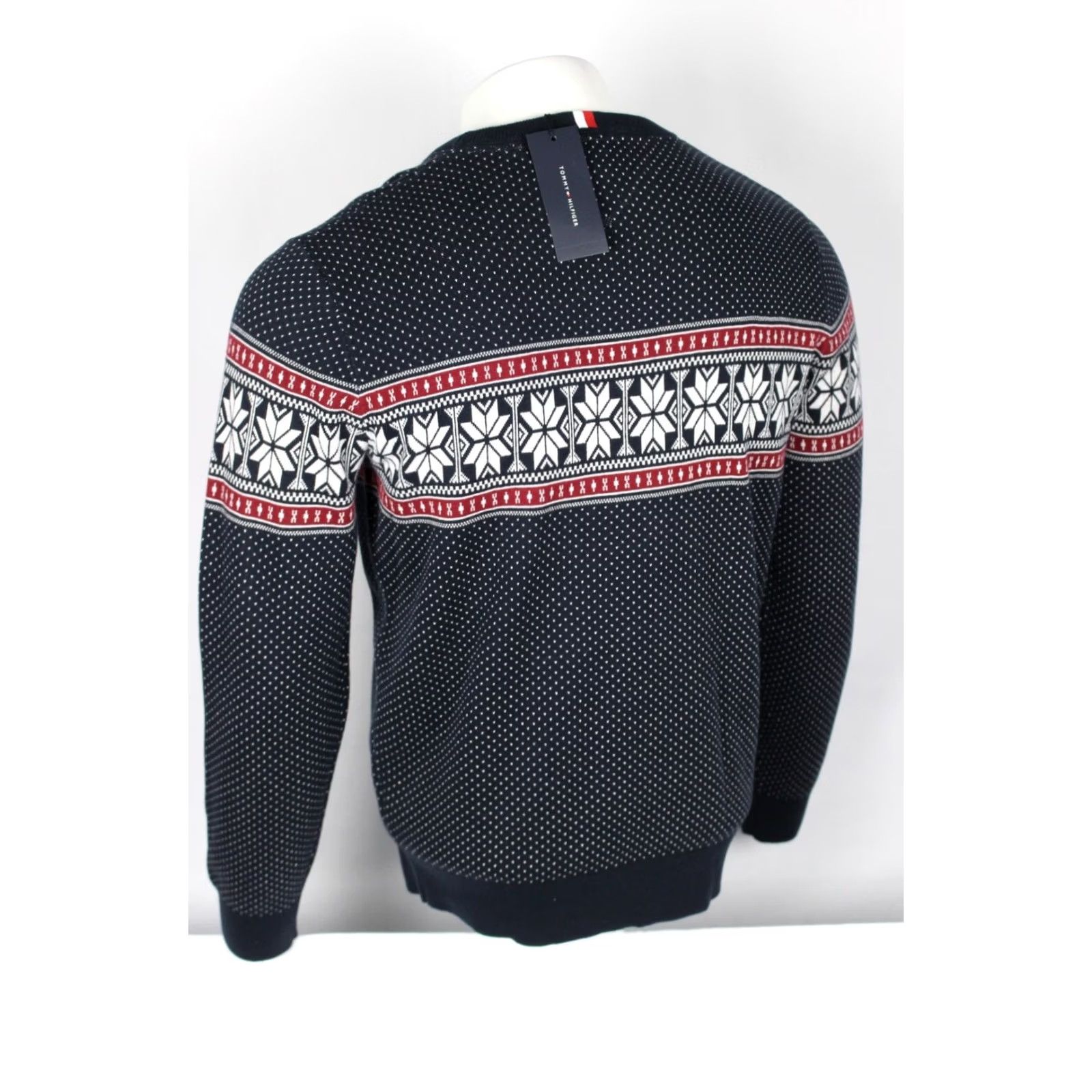 Tommy Hilfiger Tommy Hilfiger Men's Fair Isle Cotton Sweater Crew Neck L Navy Blue Size US L / EU 52-54 / 3 - 2 Thumbnail