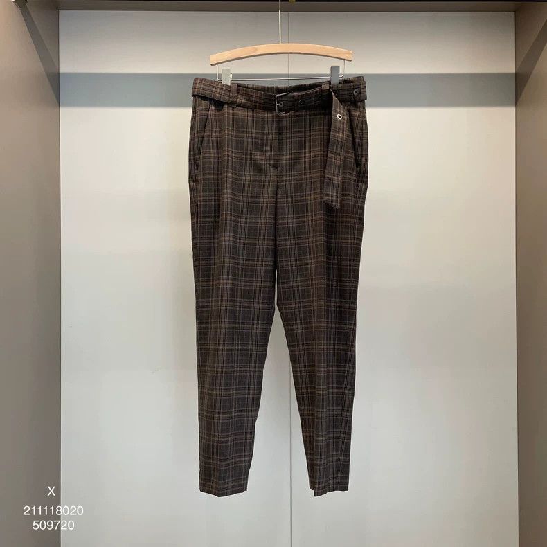 Brunello Cucinelli Brunello Cucinelli Brown Plaid Wool Pants - dmc Size US 31 - 1 Thumbnail