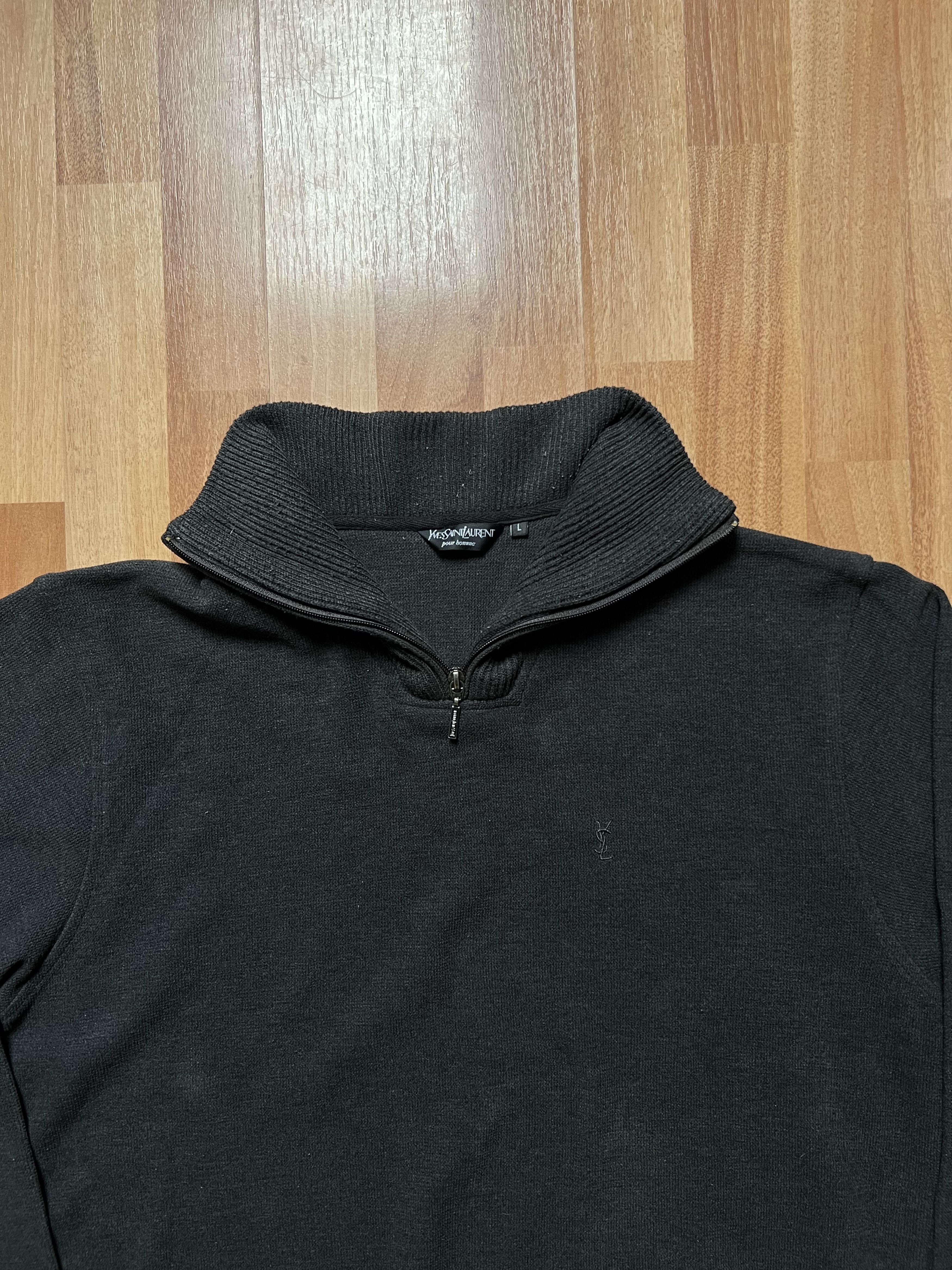 Vintage × Yves Saint Laurent Soft Fleece YSL Sweatshirt 1/4 Zip Dark Grey YSL Sweater Size US L / EU 52-54 / 3 - 2 Thumbnail