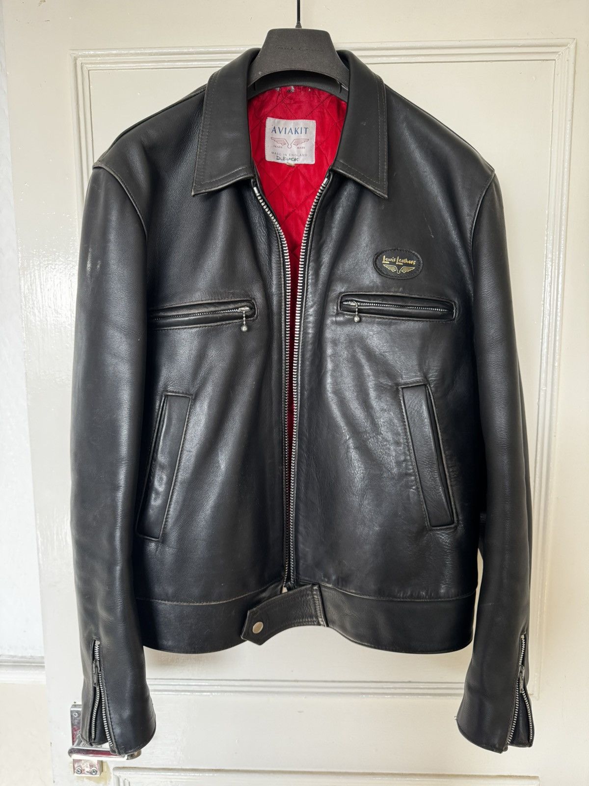 Lewis Leathers Navy Japan Exclusive Slim Fit 988 Sheepskin Western