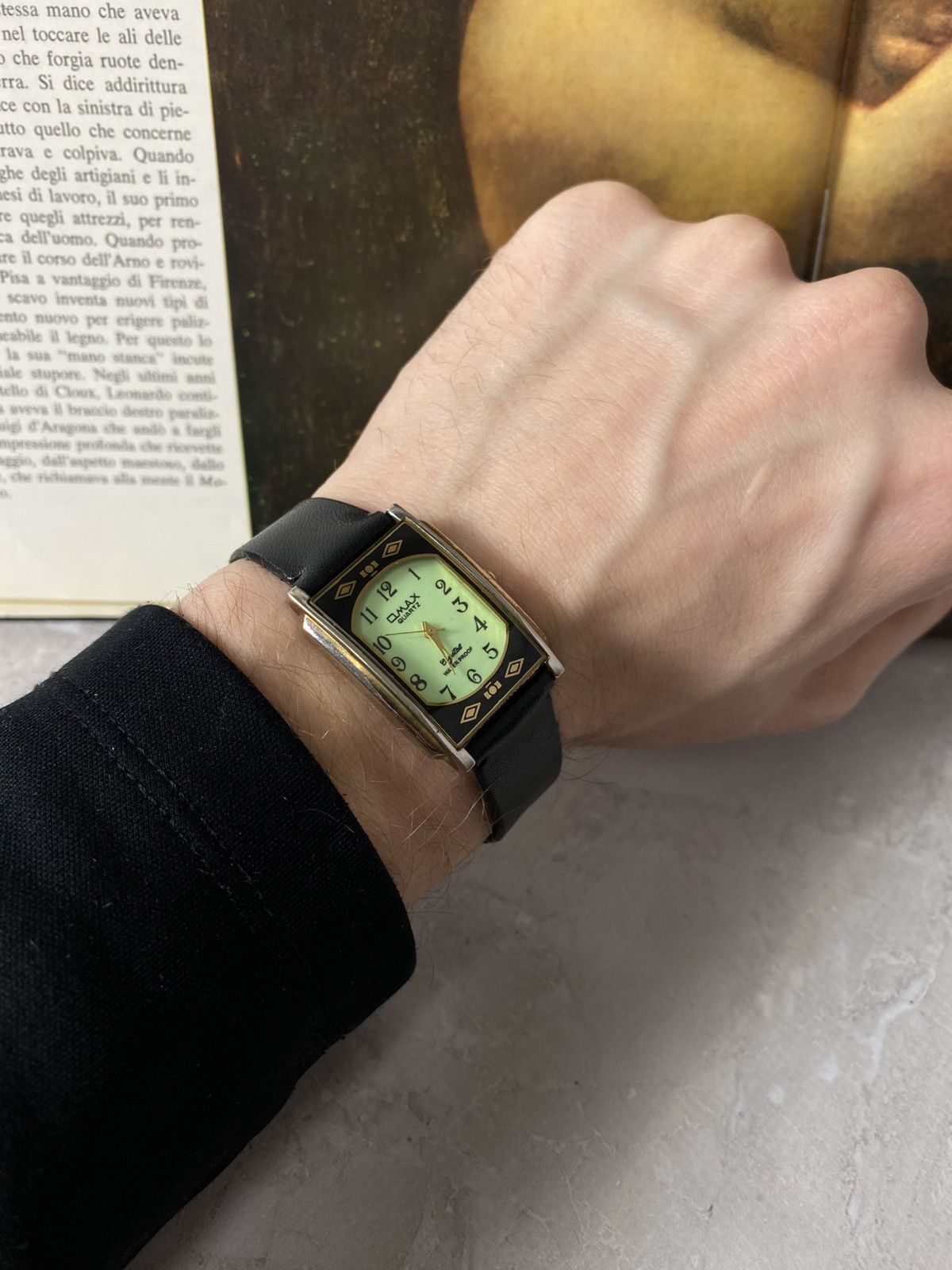 Japanese Brand Vintage Omax Tank Watch Green Dial Art Deco Style 🏛️ Size ONE SIZE - 6 Thumbnail