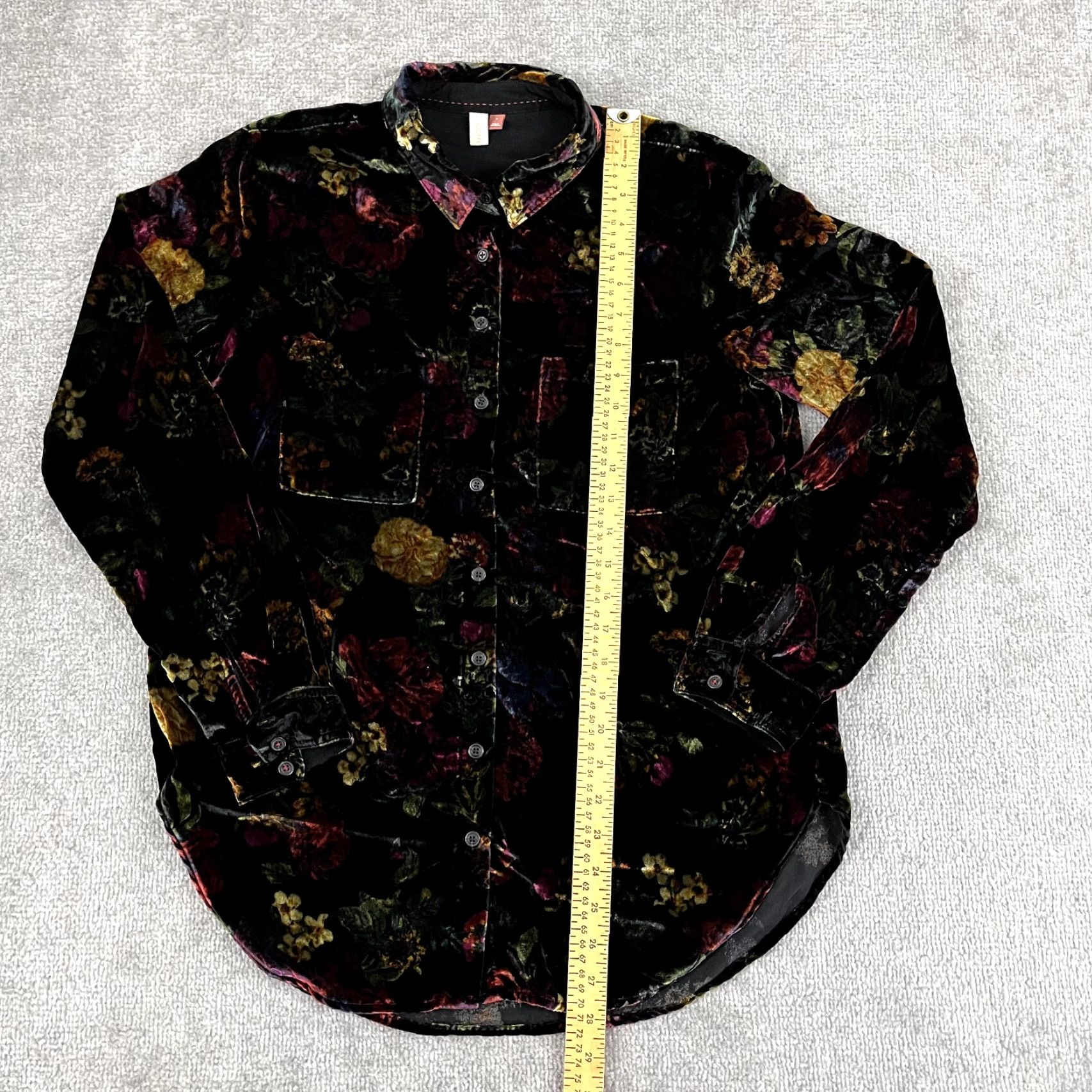 Vintage VINTAGE PILCRO & THE LETTERPRESS Shirt Womens Small Floral Velvet Button Up Viscose Top Size S / US 4 / IT 40 - 3 Thumbnail