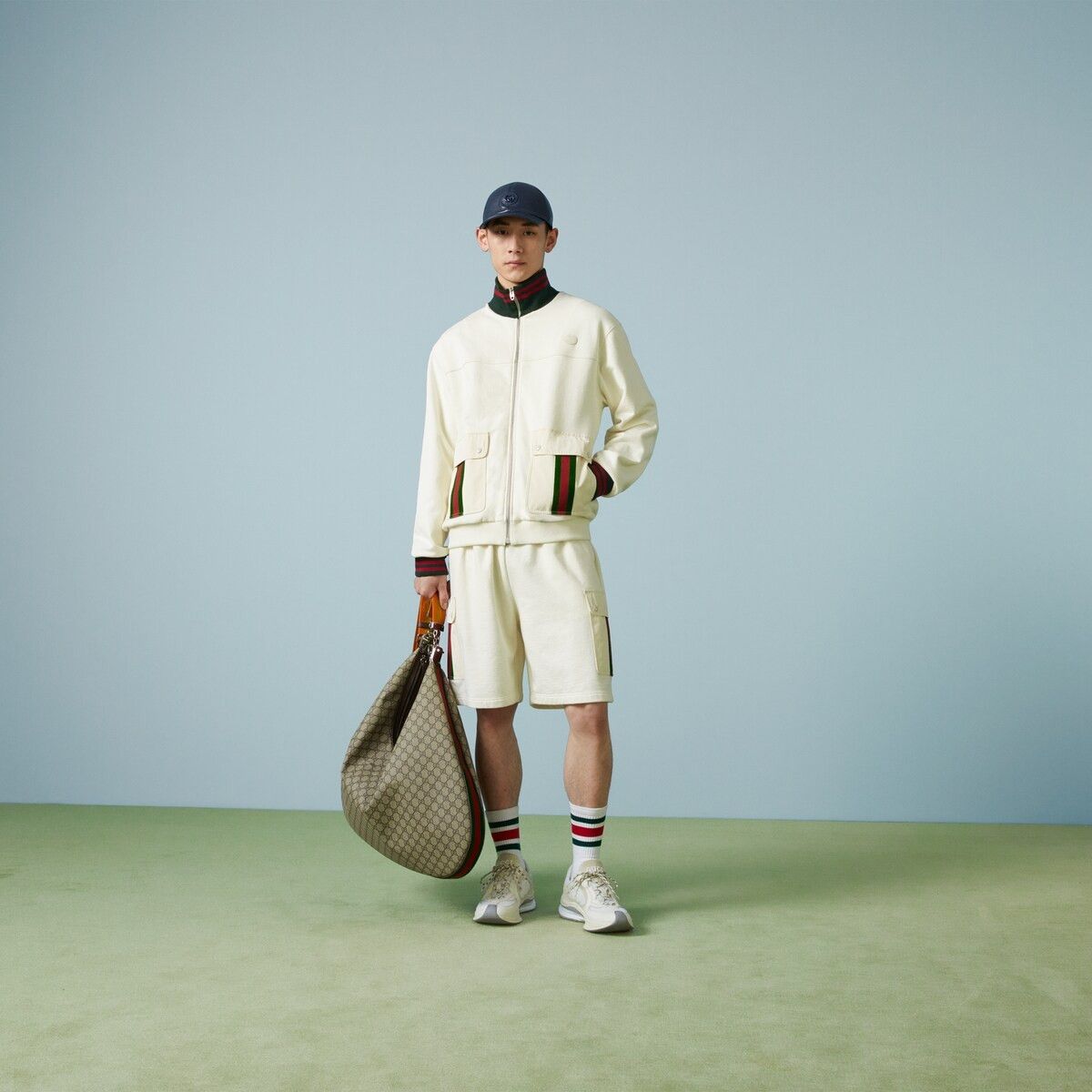 Gucci o1s1wg110725 Cotton Jersey Shorts With Web in Ivory Size US 36 / EU 52 - 2 Thumbnail