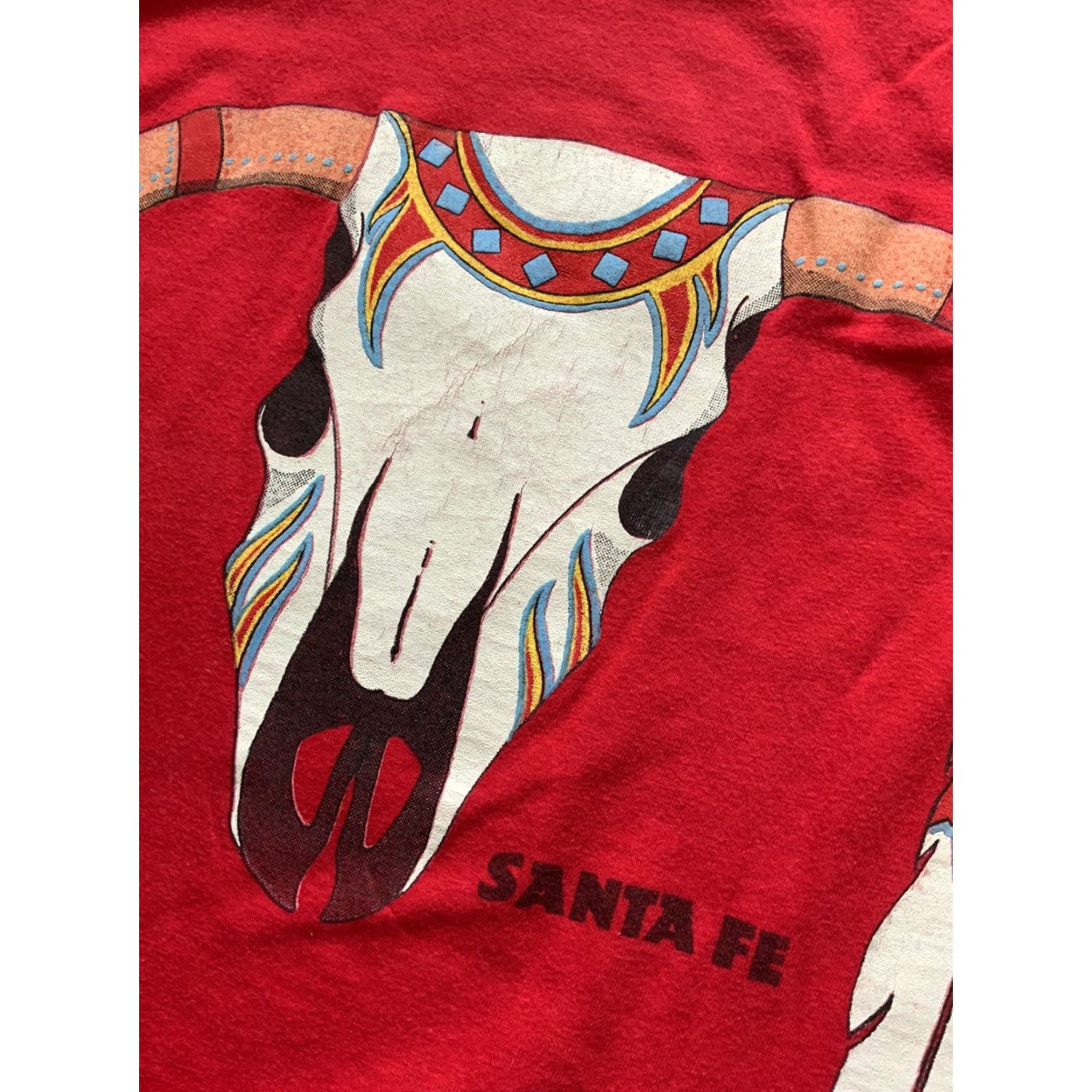 Vintage VINTAGE 90s Southwestern Horned Skull Bull Cow Santa Fe New Mexico T-Shirt Sz. M Mens Size US M / EU 48-50 / 2 - 5 Thumbnail