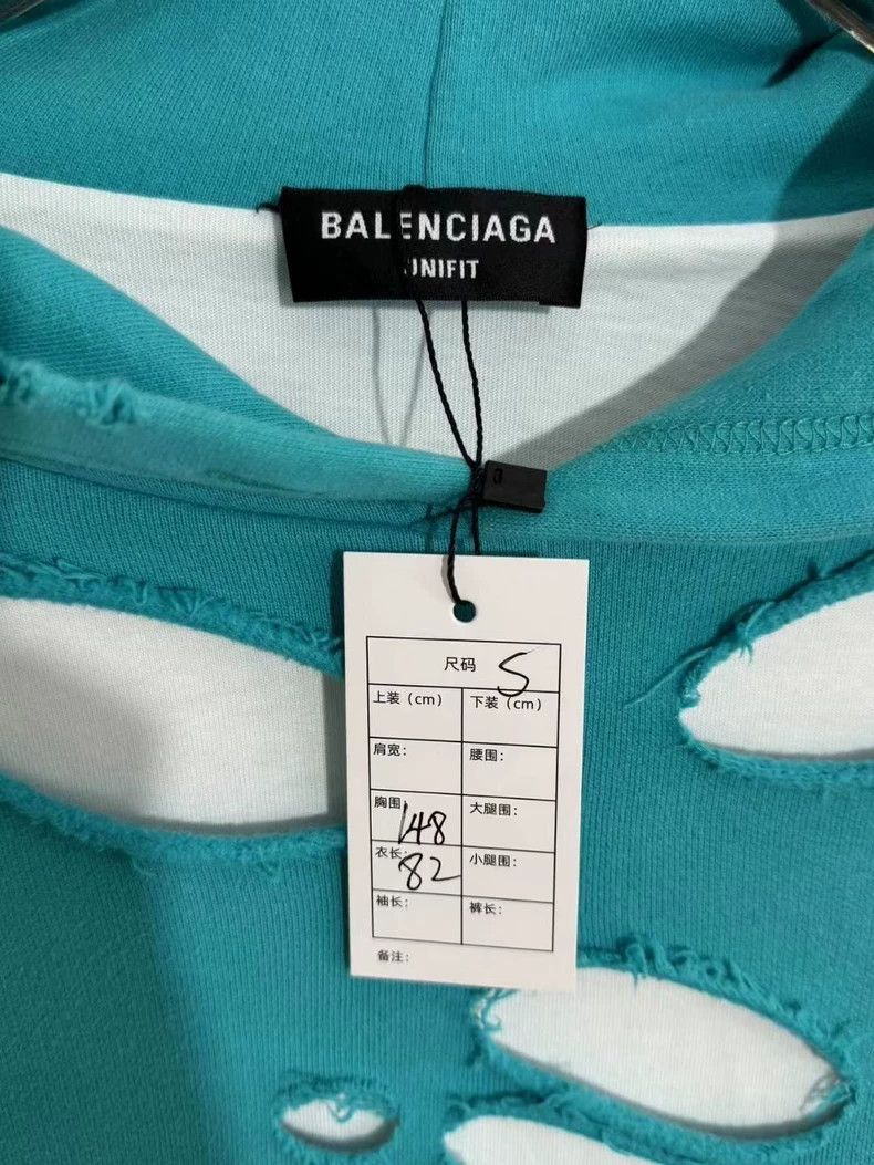 Balenciaga Balenciaga Lake Green Big Ripped Hoodie 2501-Nextarrow Size US S / EU 44-46 / 1 - 2 Thumbnail