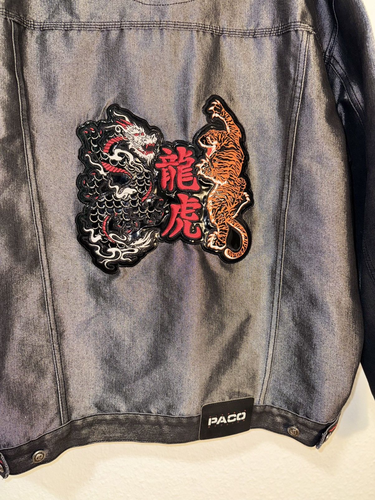 Vintage PACO Dragon & Denim Jacket – Rare Y2K Streetwear Size US XL / EU 56 / 4 - 6 Thumbnail