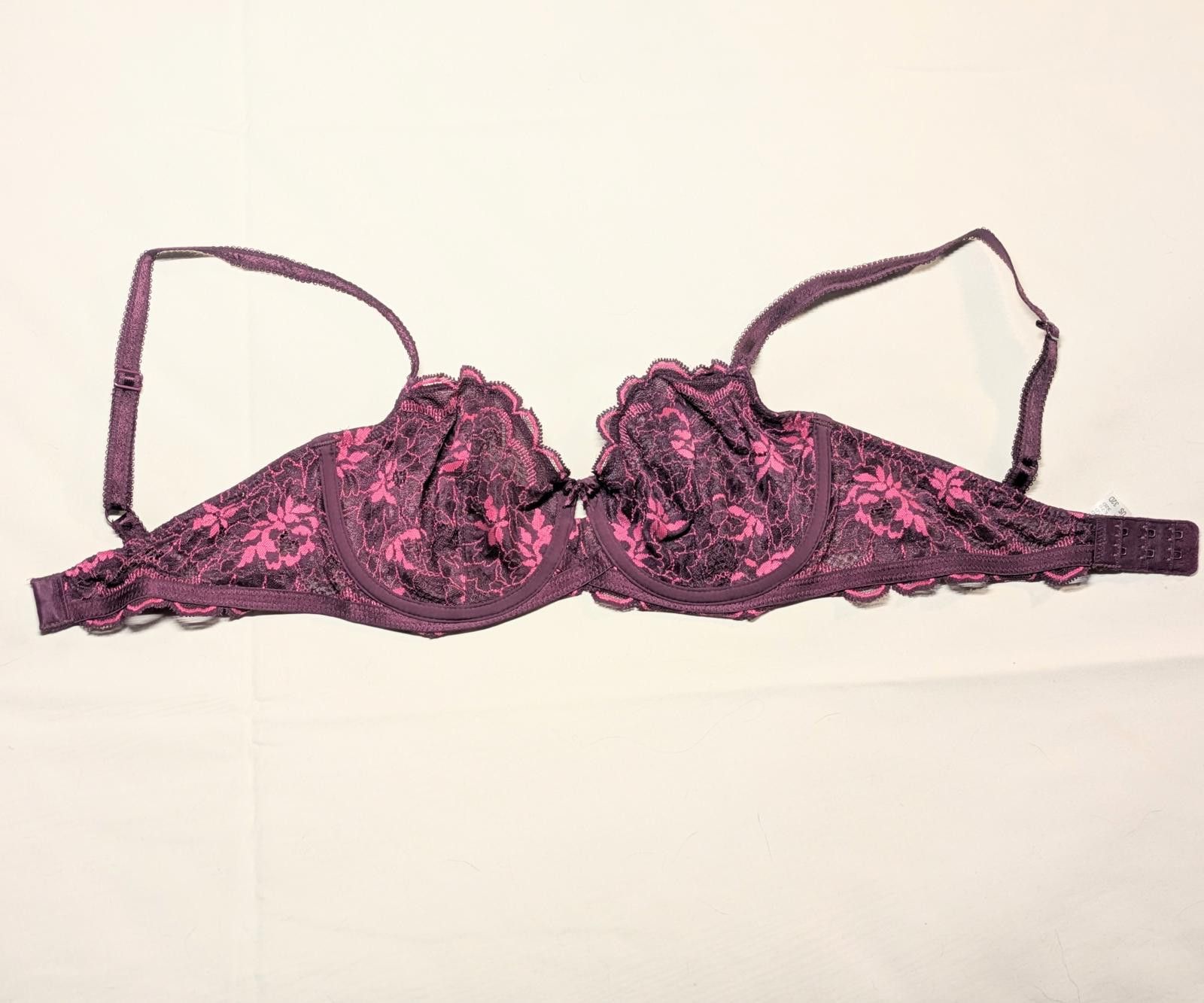 Other Wacoal 32D Unlined Wired Purple Lace Bra EUC Size ONE SIZE - 2 Thumbnail