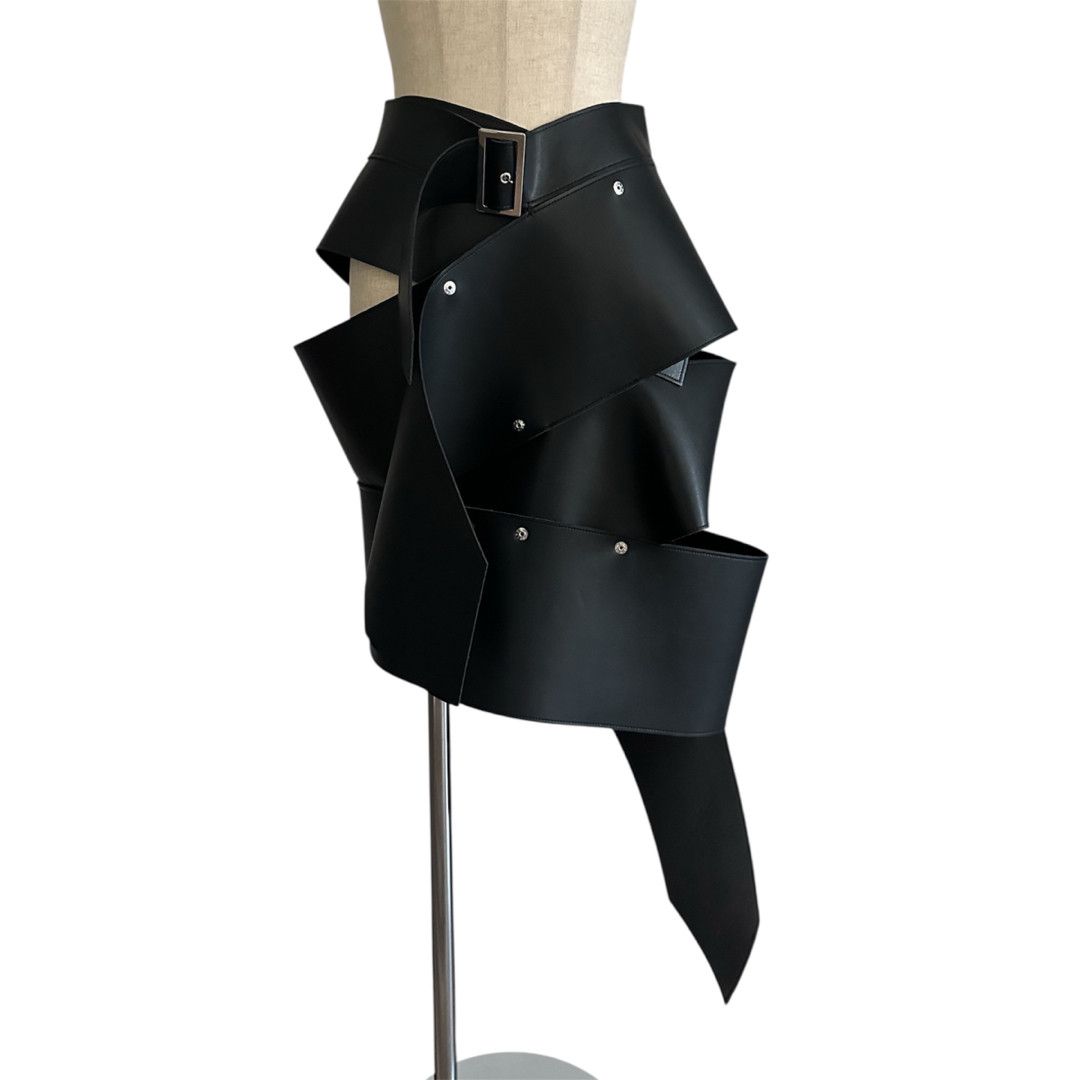 Junya Watanabe Junya Watanabe - Leather Wrap Midi Skirts Size 29" - 3 Thumbnail