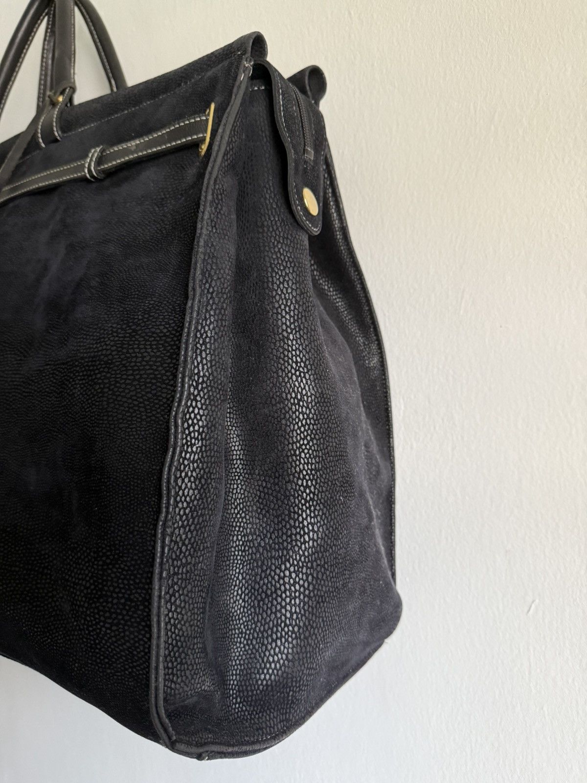 Vintage Black large leather Birkin tote bag Size ONE SIZE - 5 Thumbnail