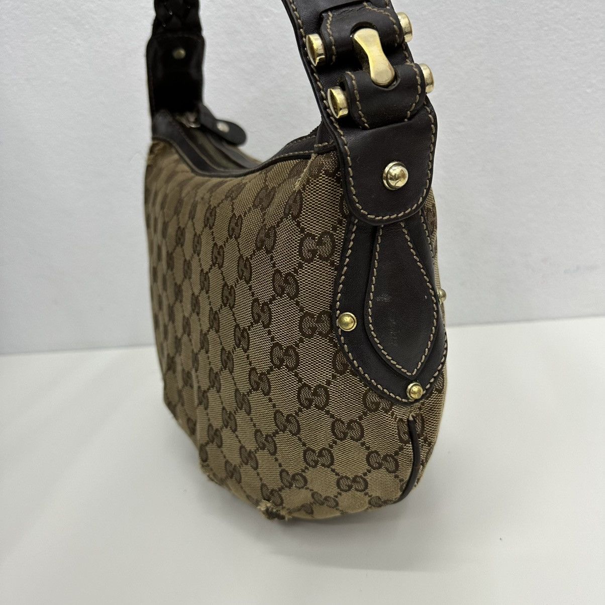 Gucci ‼️LASTDROP‼️ AUTHENTIC GUCCI GG MONOGRAM STUDDED HOBO BAG Size ONE SIZE - 6 Thumbnail