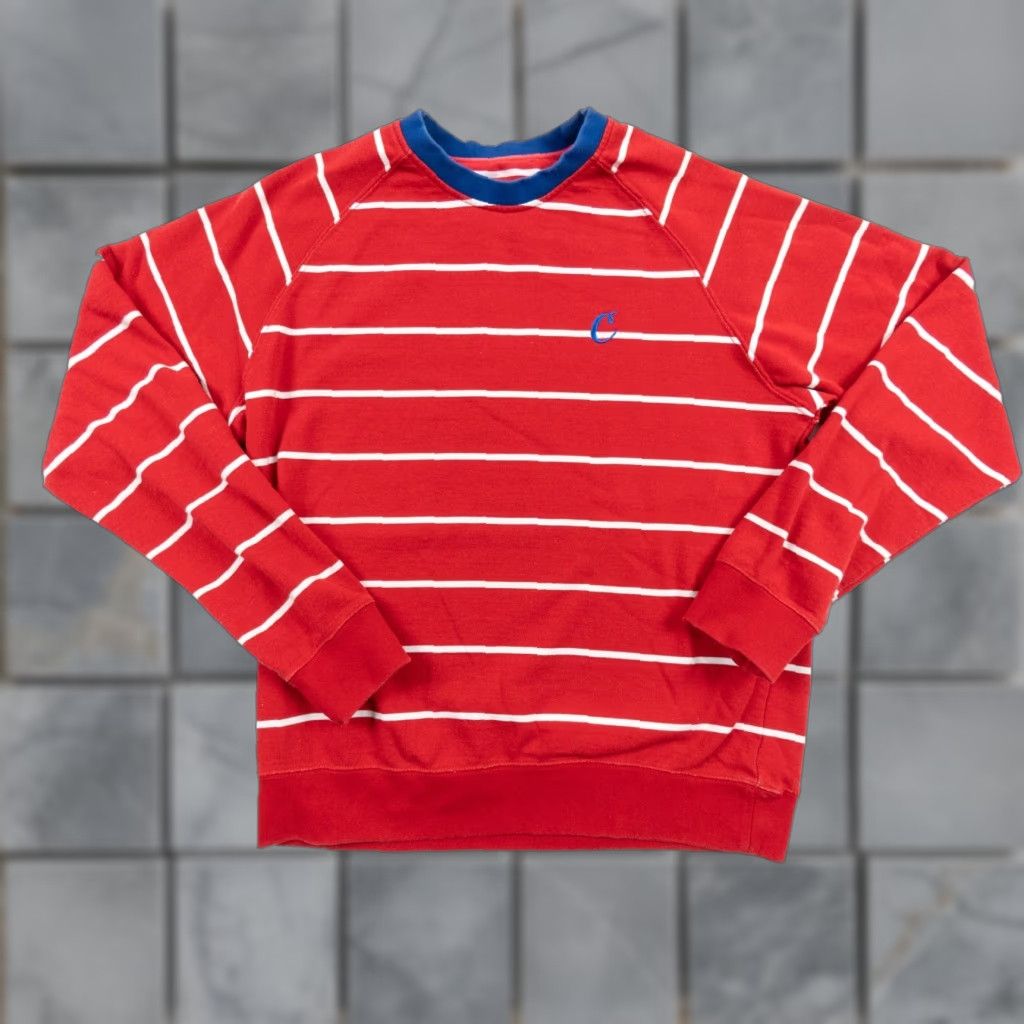 Vintage Cookies Adapted: Sweatshirt Mens Medium Red Crewneck Striped Cotton Polyester Fleece Logo All Seasons | Adult Regular Fit Pullover Shirt? Size US M / EU 48-50 / 2 - 1 Thumbnail