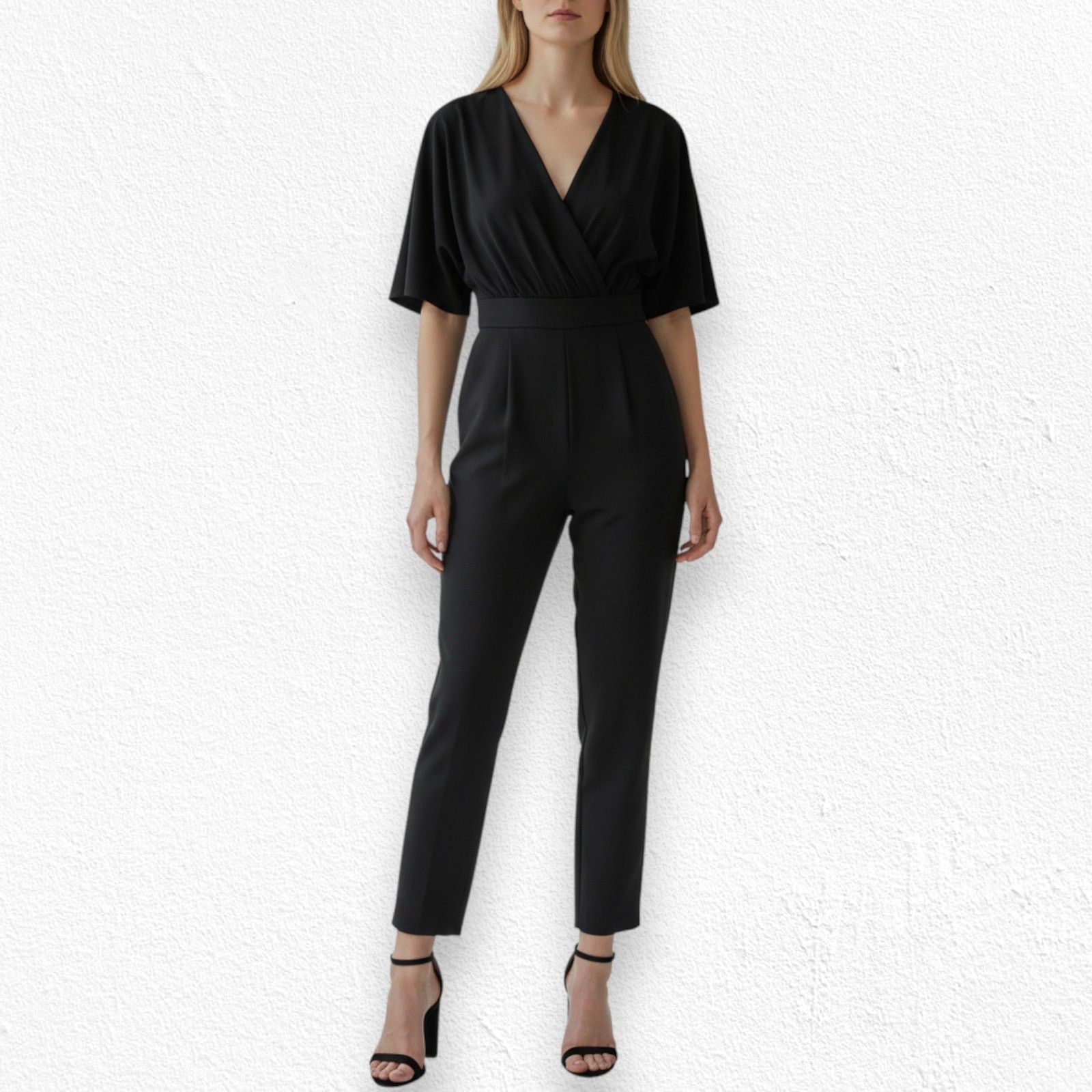 Other Black V Neck Drape Sleeve Jumpsuit Size XS Size 26" / US 2 / IT 38 - 3 Thumbnail