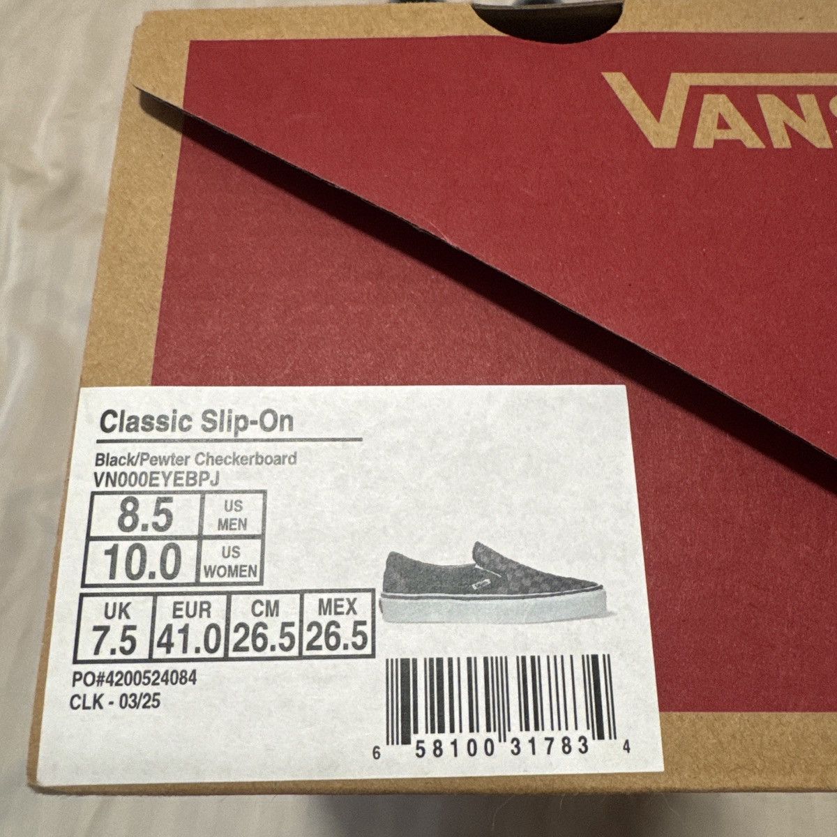 Vans Vans Checkerboard Slip-On Black/Grey – New Size 8.5 Size US 8.5 / EU 41-42 - 4 Thumbnail