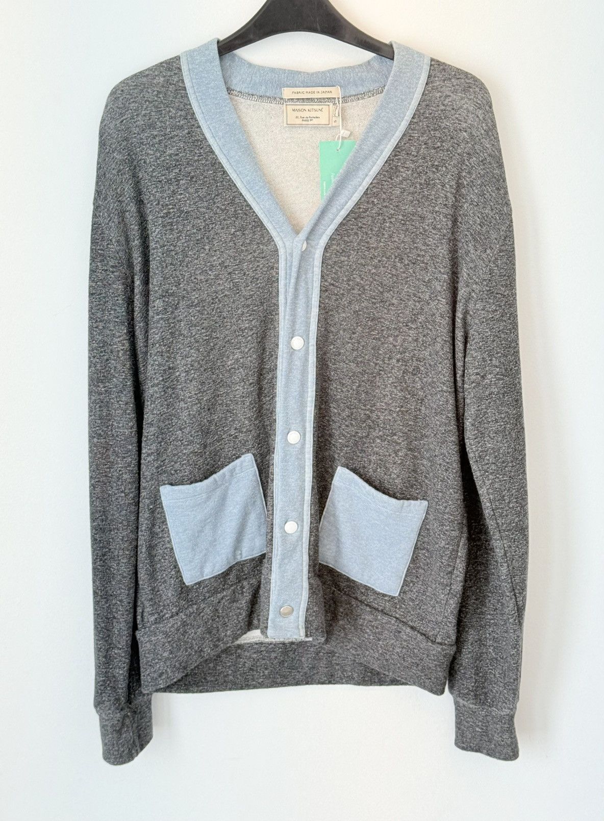 Maison Kitsune Archive Maison Kitsune Paris “Garage” Grey W/Blue Cardigan S Size US S / EU 44-46 / 1 - 2 Thumbnail