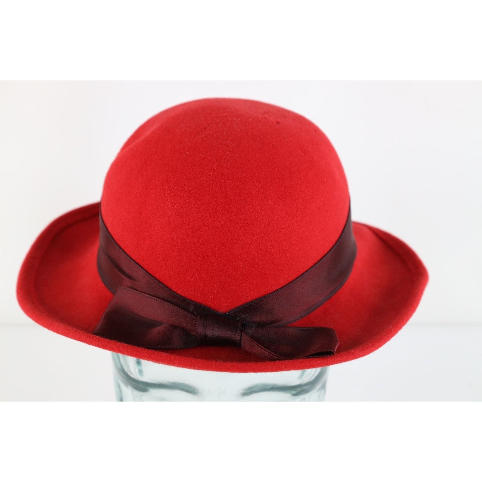 Vintage Vintage 80s 90s Felt Wool Satin Ribbon Bowtie Cloche Hat Size ONE SIZE - 1 Thumbnail