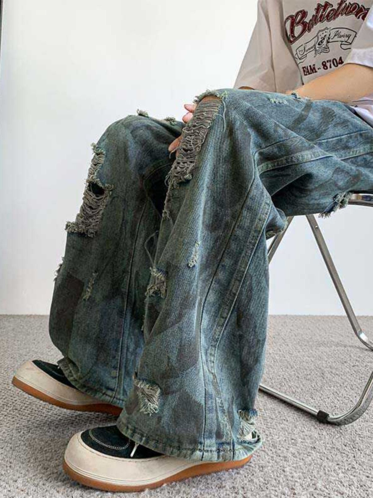 Japanese Brand × Vintage Broken jeans men's straight casual washed sports retro pants Size US 32 / EU 48 - 4 Thumbnail
