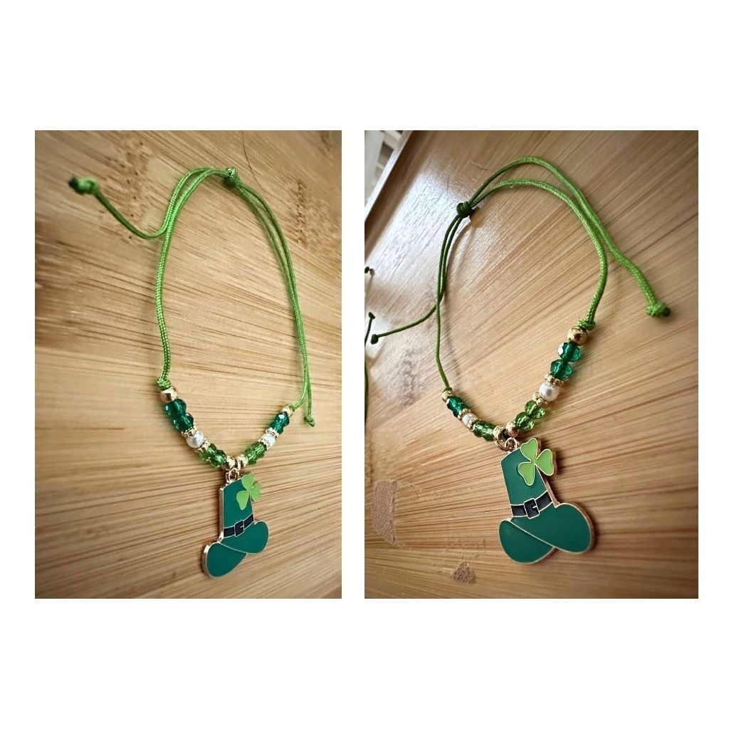 Handmade St Patricks Day Knotted String Beaded Bracelet Leprechaun Ha Size ONE SIZE - 5 Thumbnail