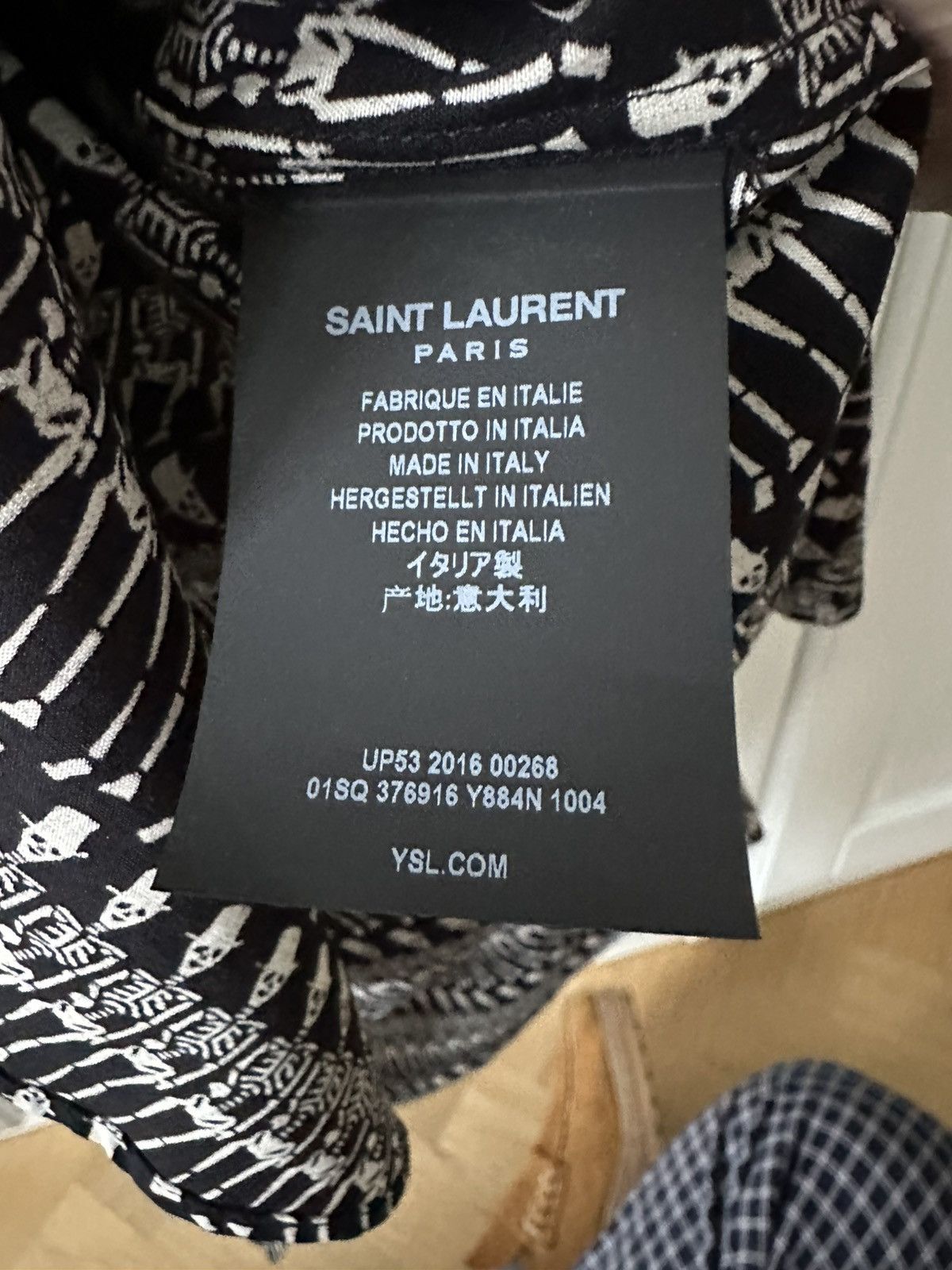 Saint Laurent Paris Saint Laurent Yves Collar Shirt Skelleton Printed Size 40 Size US M / EU 48-50 / 2 - 5 Thumbnail