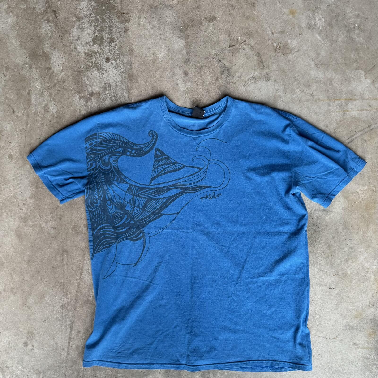 Quicksilver Y2K Quiksilver Abstract Wave Blue Graphic Tee XL Size US XL / EU 56 / 4 - 3 Thumbnail