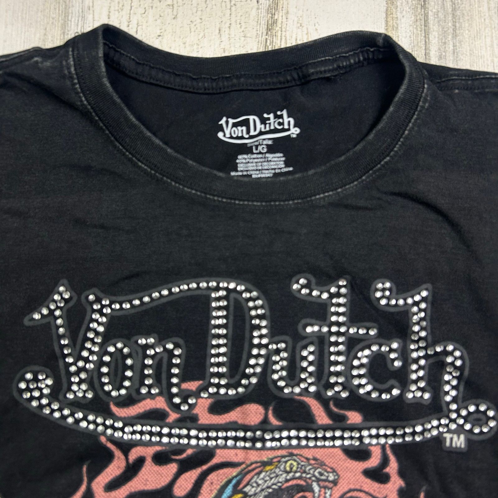 Von Dutch Von Dutch T-Shirt Rhinestone-Embellished Tiger and Snake Tee Size US L / EU 52-54 / 3 - 2 Thumbnail