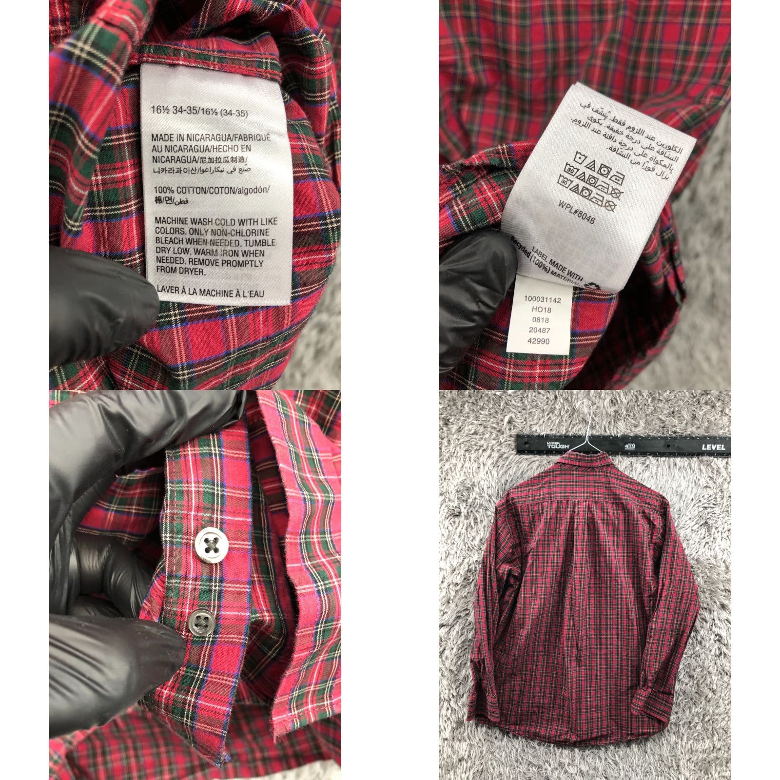 Club Room Club Room Shirt Mens Size 16.5 Red Plaid Long Sleeve Button Down Collar Size US XL / EU 56 / 4 - 8 Thumbnail