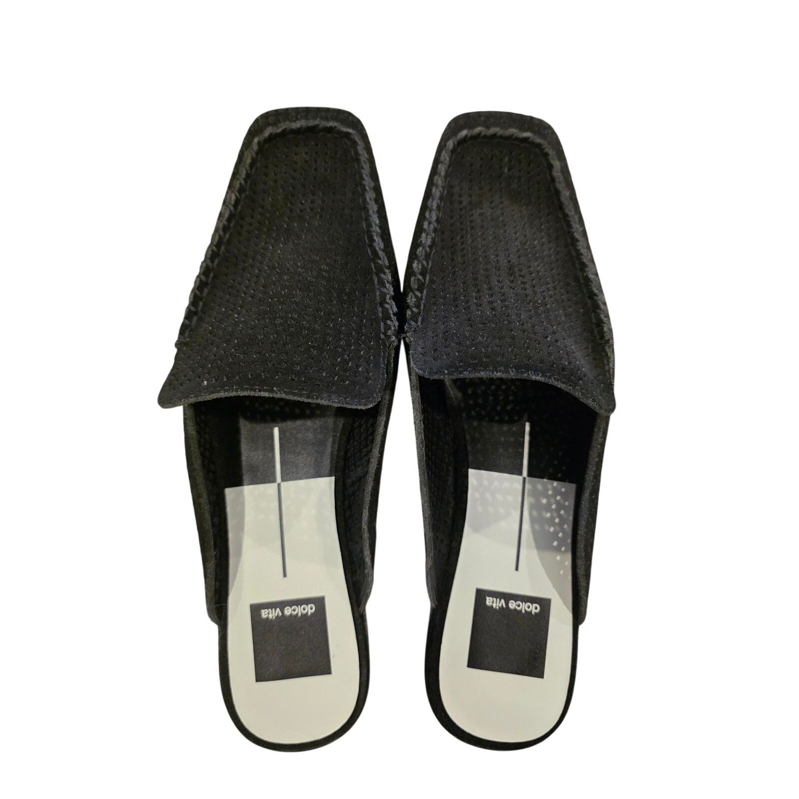 Dolce Vita Dolce Vita Black Suede Perforated Mule Loafers Square Toe Size US 7.5 / IT 37.5 - 9 Thumbnail