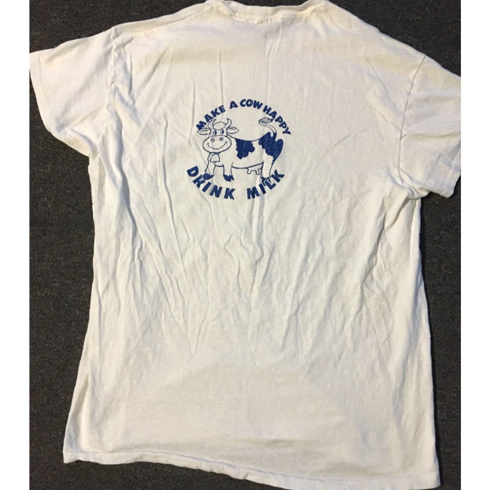 Hanes Vtg 70s Drink Milk Make A Cow Happy Shirt L USA Funny Animal Humor Promo Hanes Shirt Size US L / EU 52-54 / 3 - 2 Thumbnail