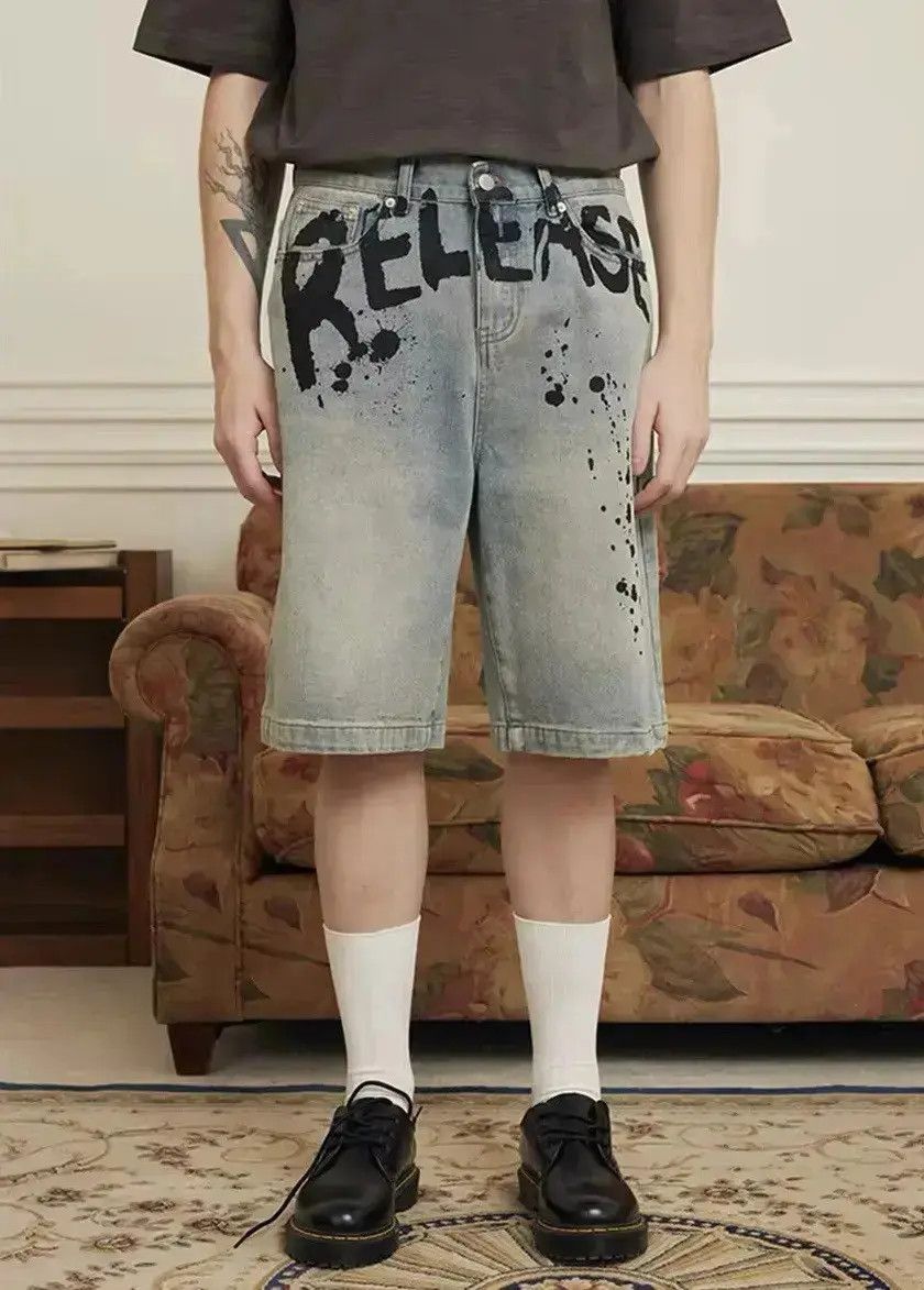 Japanese Brand Graffiti Paint Vintage Washed Jorts Shorts Size US 33 - 1 Thumbnail