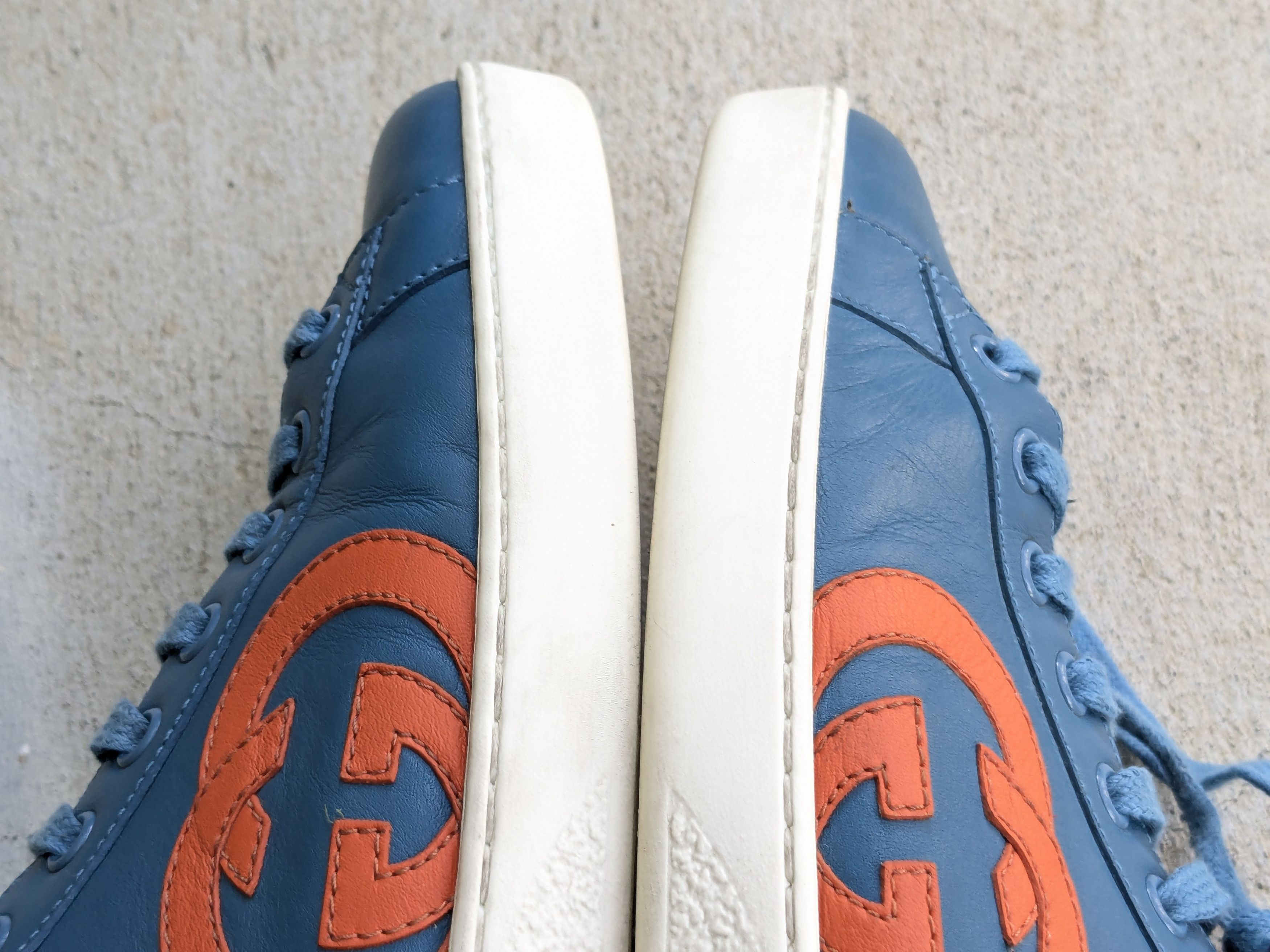 Gucci Gucci Ace Sneakers 8 Interlocking G Leather Blue Orange Size US 8 / EU 41 - 9 Thumbnail