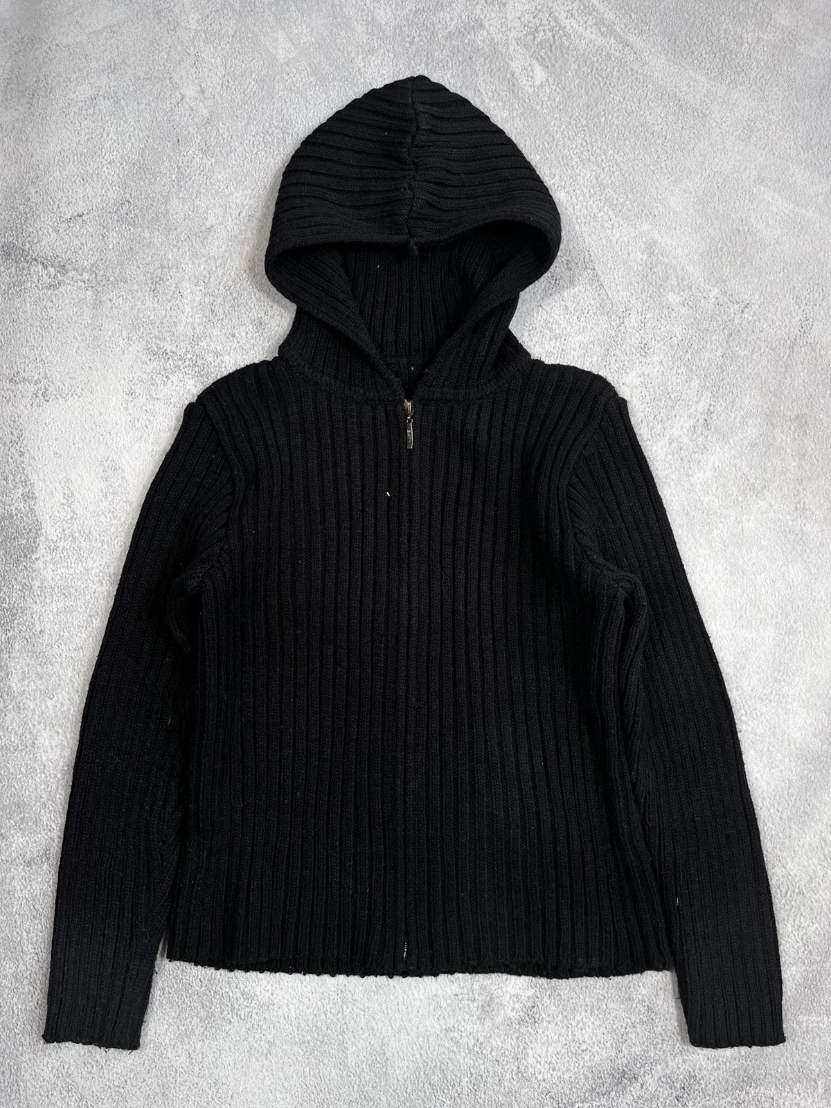 Japanese Brand × Vintage Vintage Y2K Japanese ribbed zip up hooded sweater Size S / US 4 / IT 40 - 2 Thumbnail
