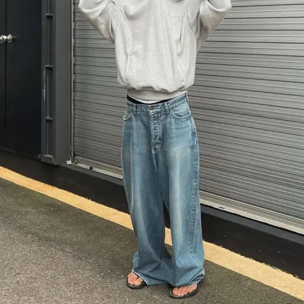 Japanese Brand Wakiko x Junko Washed Blue Baggy Jeans Pants Oversized y2k Size US 34 / EU 50 - 3 Thumbnail
